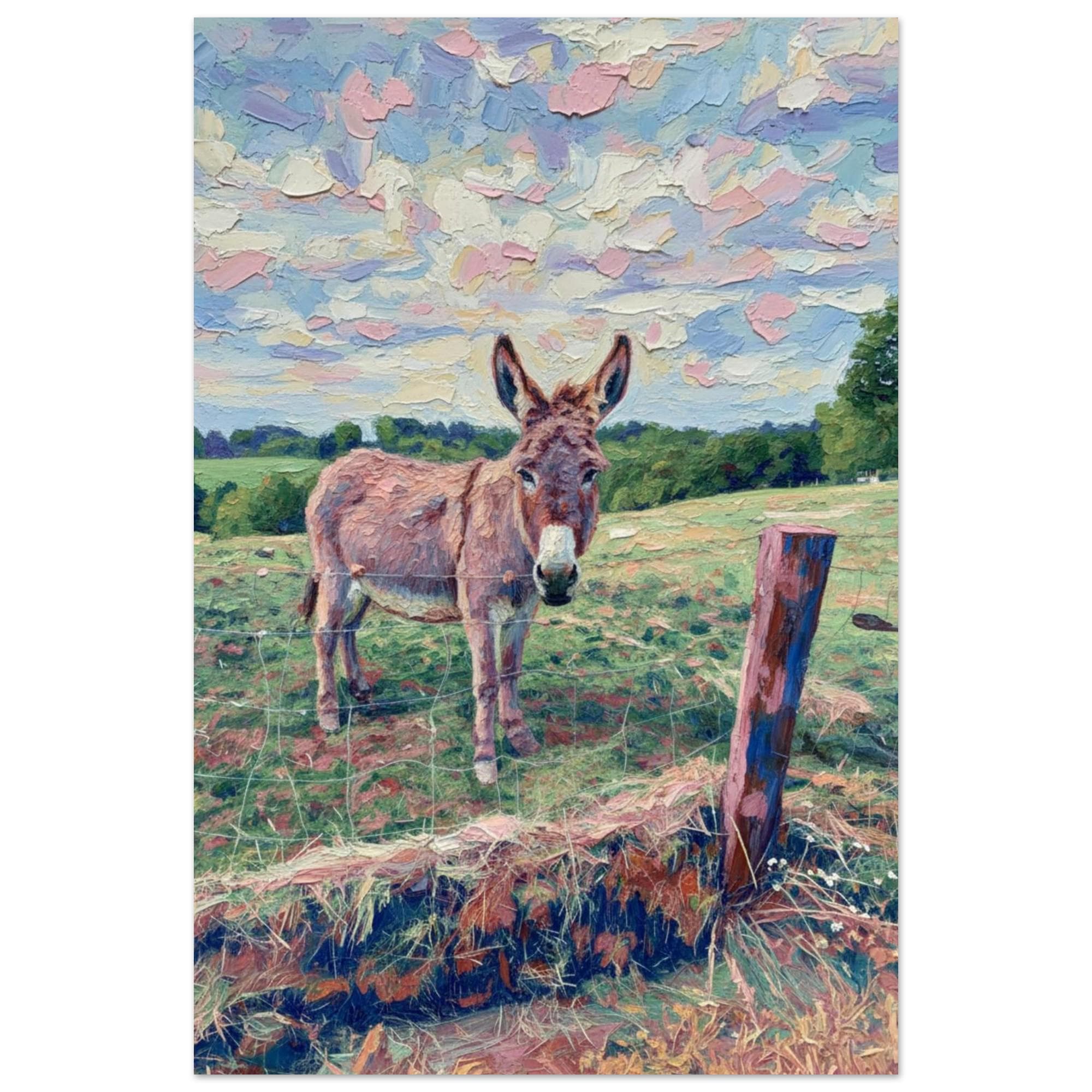 Farmyard Donkey Fine Art Print, Rustic Farm Animal Wall Decor, Countryside Farmhouse Art - Thumbnail 2