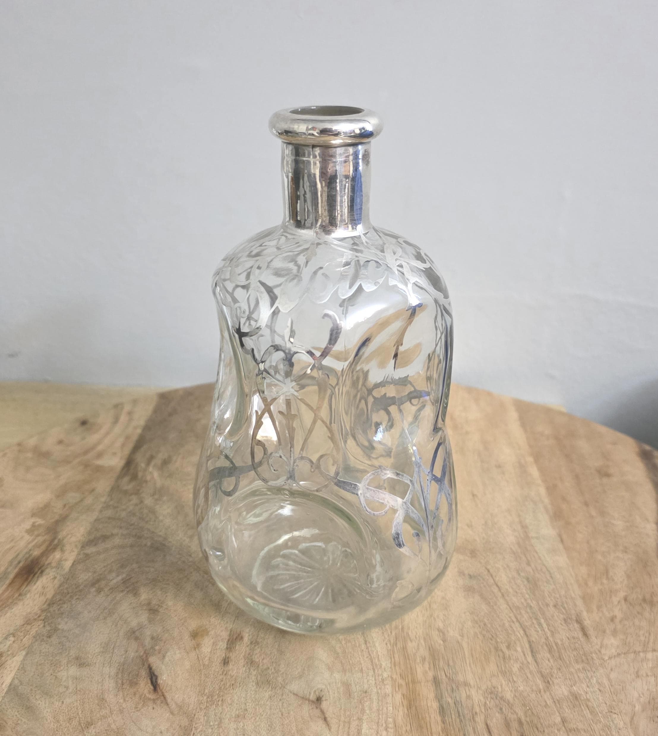 Vintage Sterling Silver Overlay Scotch Decanter - Thumbnail 4