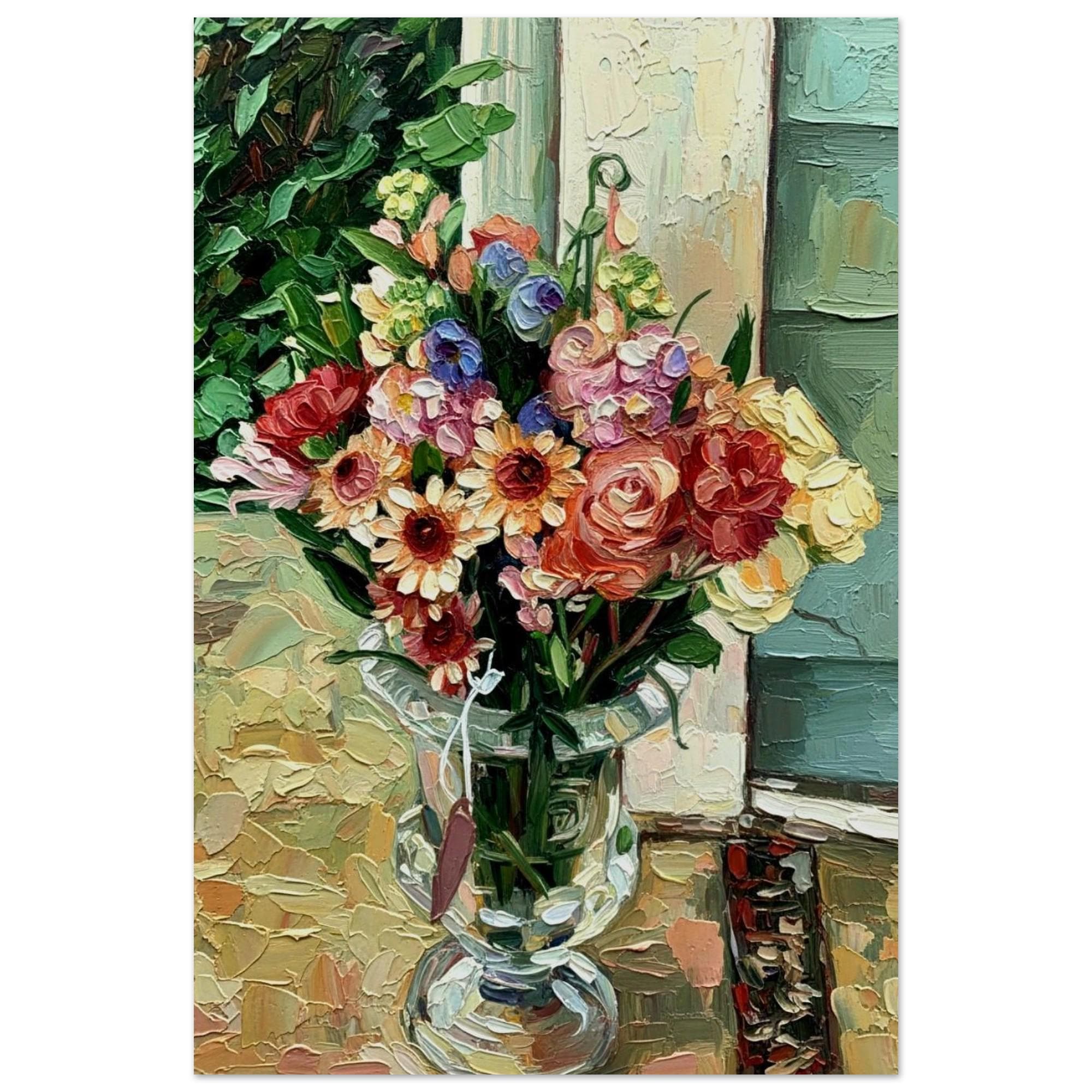 Country Floral Bouquet Fine Art Print, Botanical Wall Art, Rustic Flower Illustration, Farmhouse Home Decor, Giclee Floral Poster Gift - Thumbnail 2