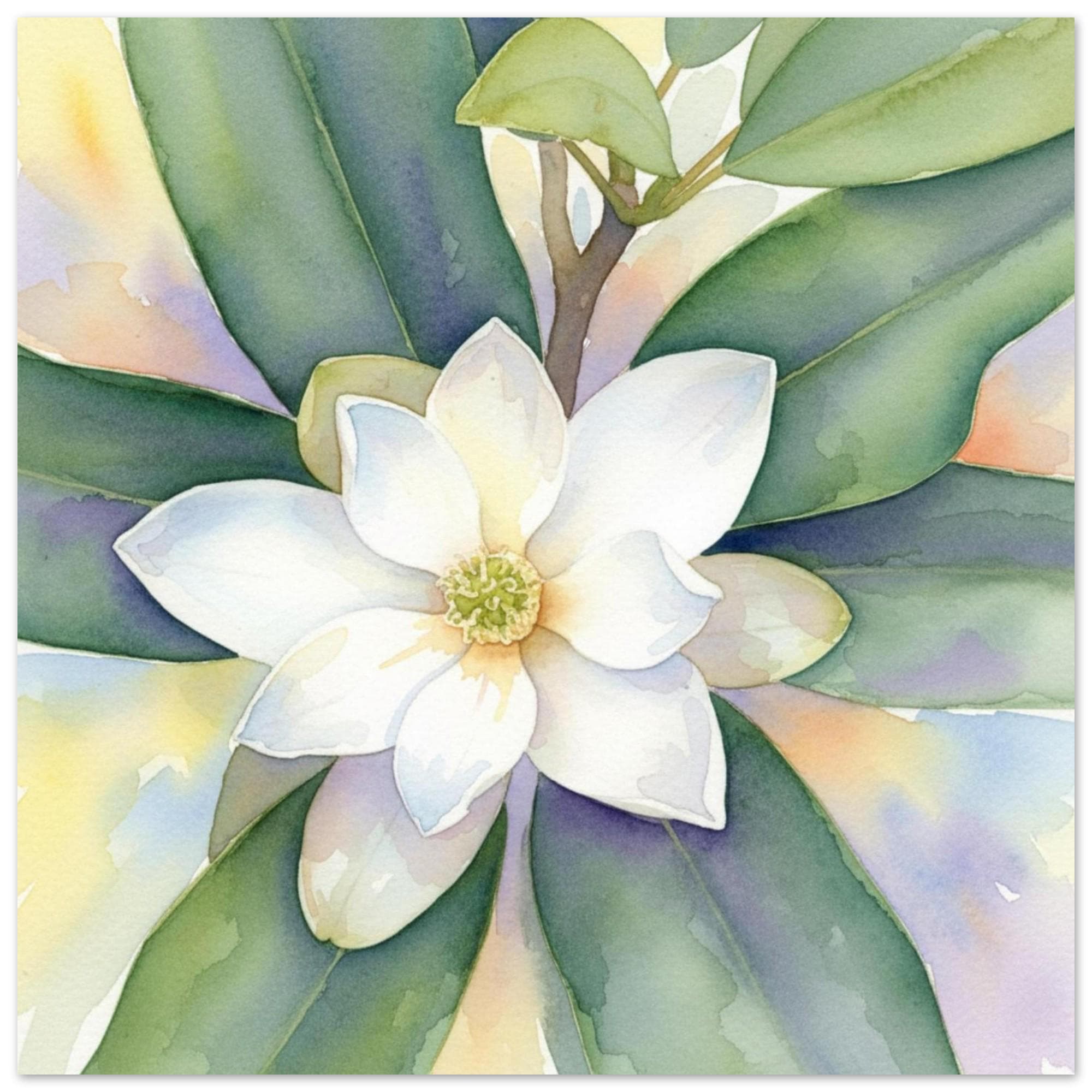 Southern Magnolia Fine Art Print - Botanical Wall Decor, Elegant Flower Art, Floral Nature Poster, Minimalist Plant Wall Art Print - Thumbnail 2