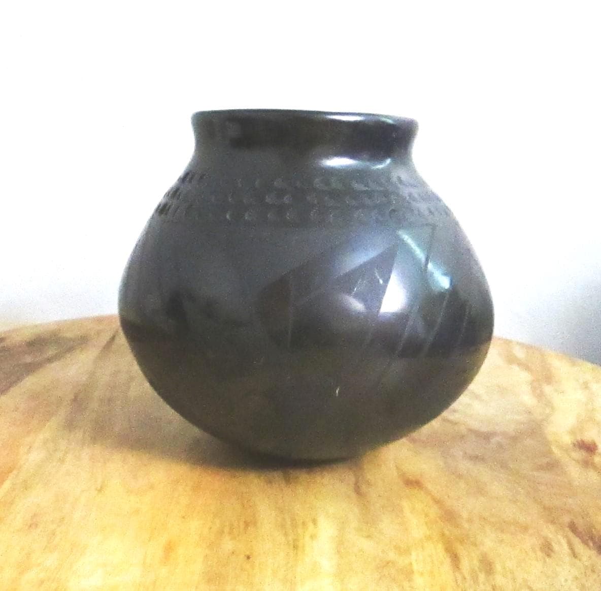 Vintage Luis Ortiz Monochrome Black Mexican Pottery Vase