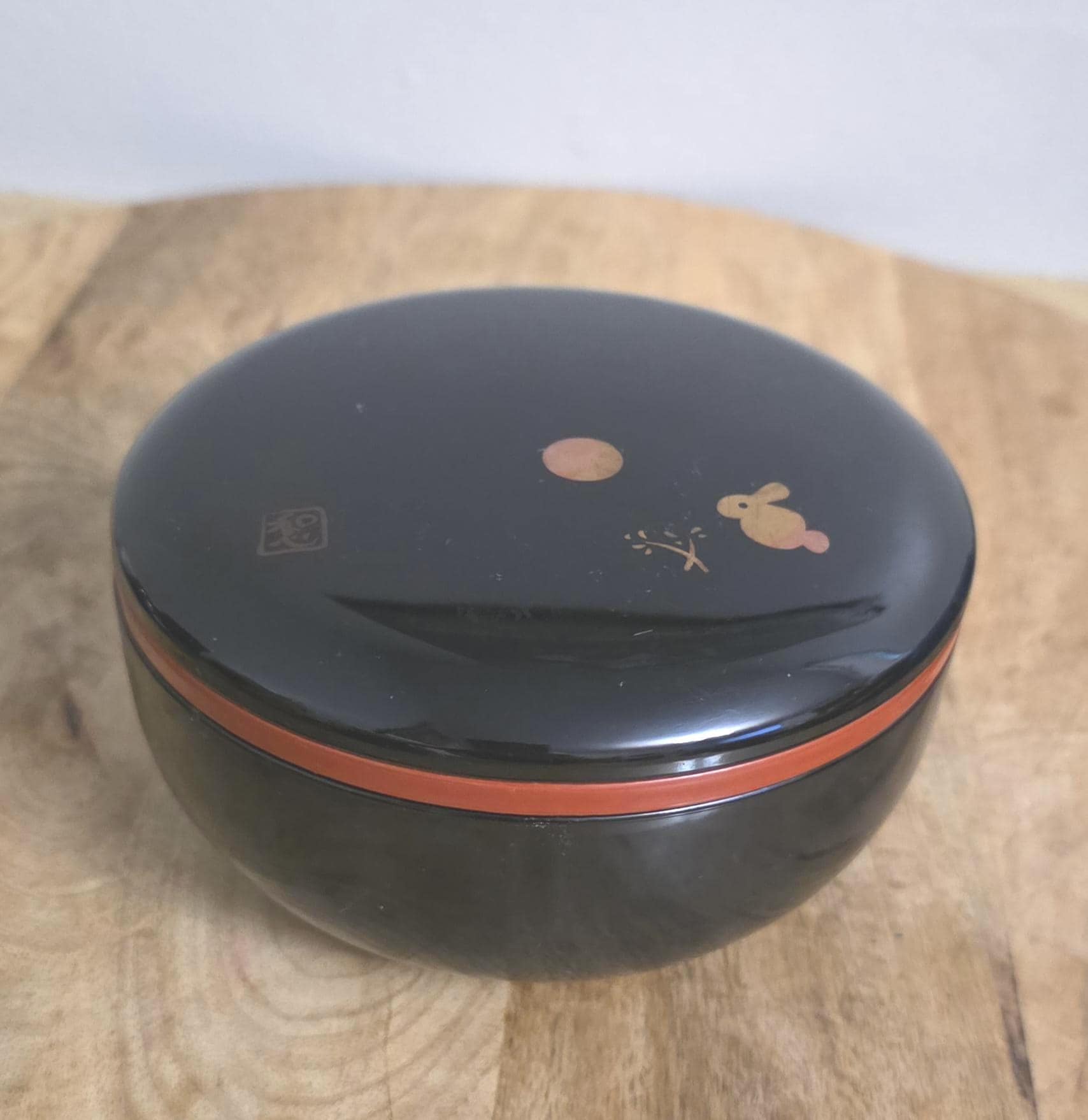 Vintage Yamanaka Black Lacquer Japanese Powder Dish - Thumbnail 2