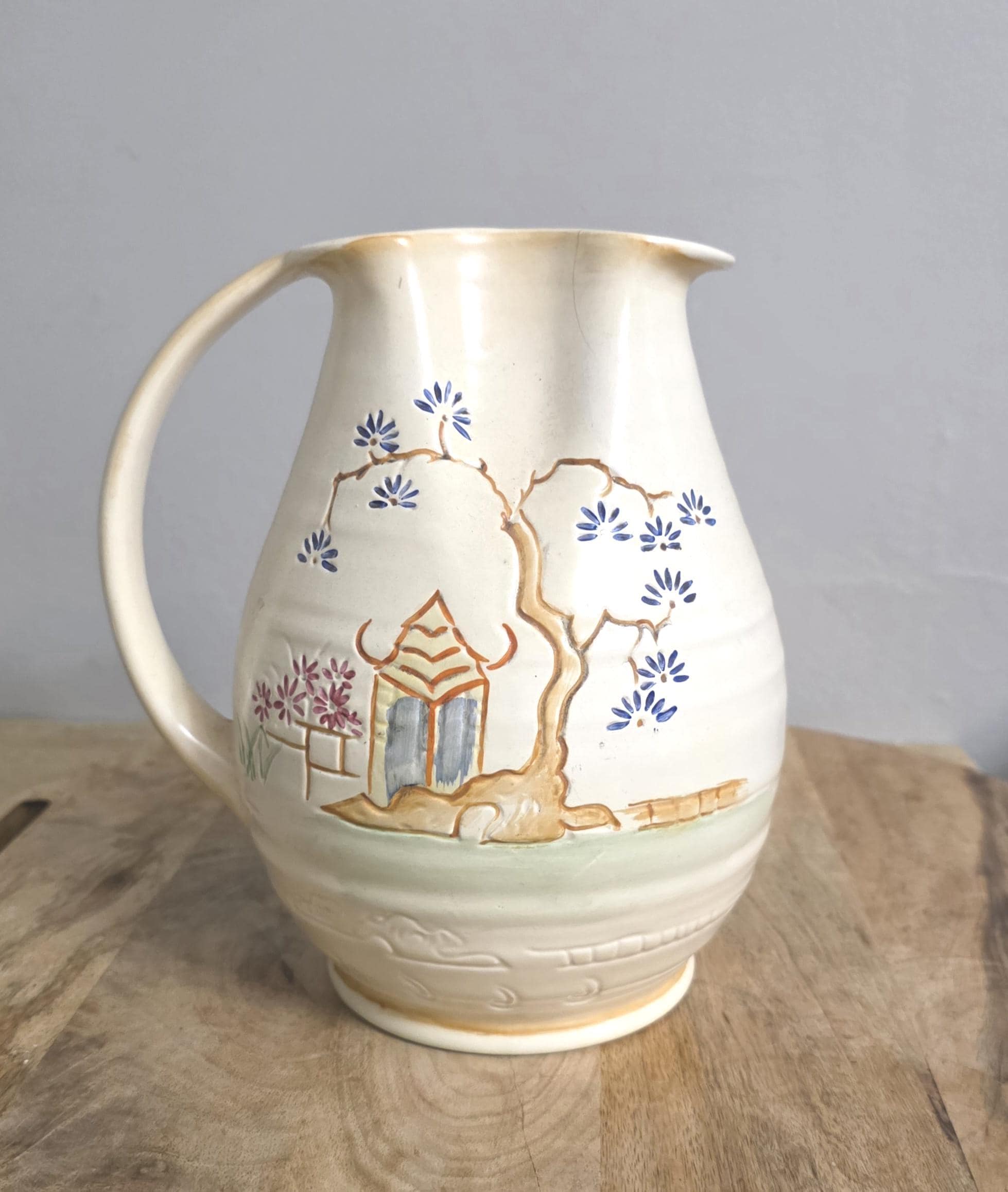 Vintage Royal Winton Oriental Pattern Stoneware Pitcher - Thumbnail 4