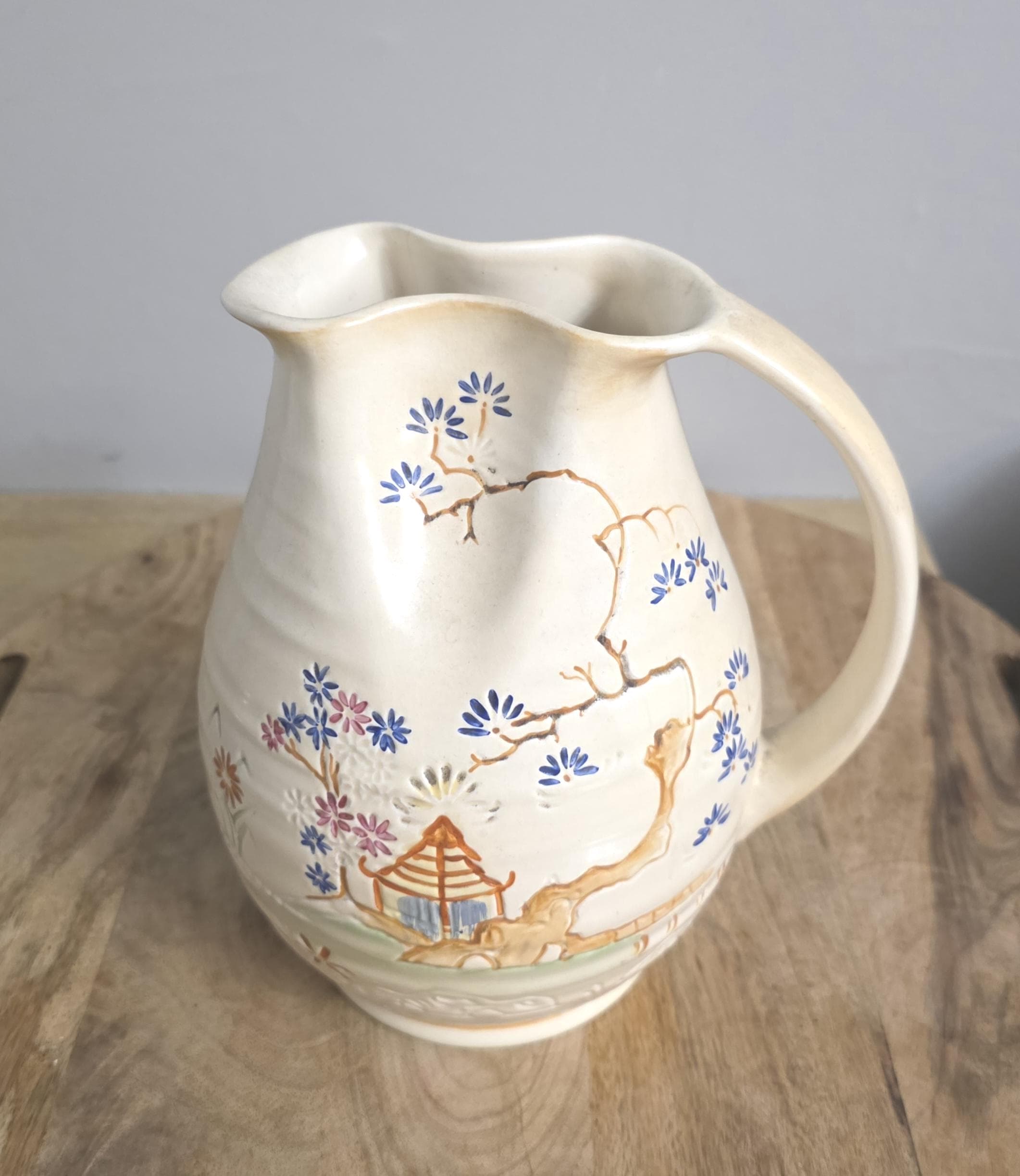Vintage Royal Winton Oriental Pattern Stoneware Pitcher - Thumbnail 3