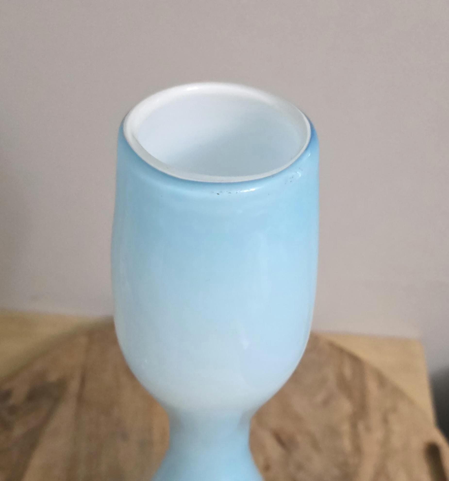 Vintage Italian Blue Cased Glass Italian Vase - Thumbnail 2