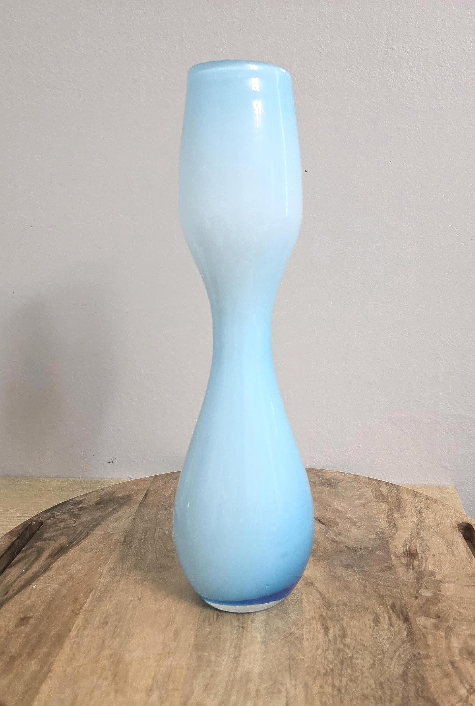 Vintage Italian Blue Cased Glass Italian Vase
