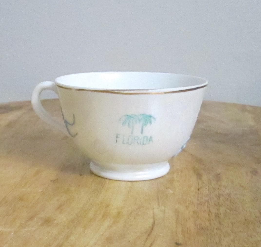 Vintage White Dragon Ware Tea Cup Florida Souvenir - Thumbnail 2