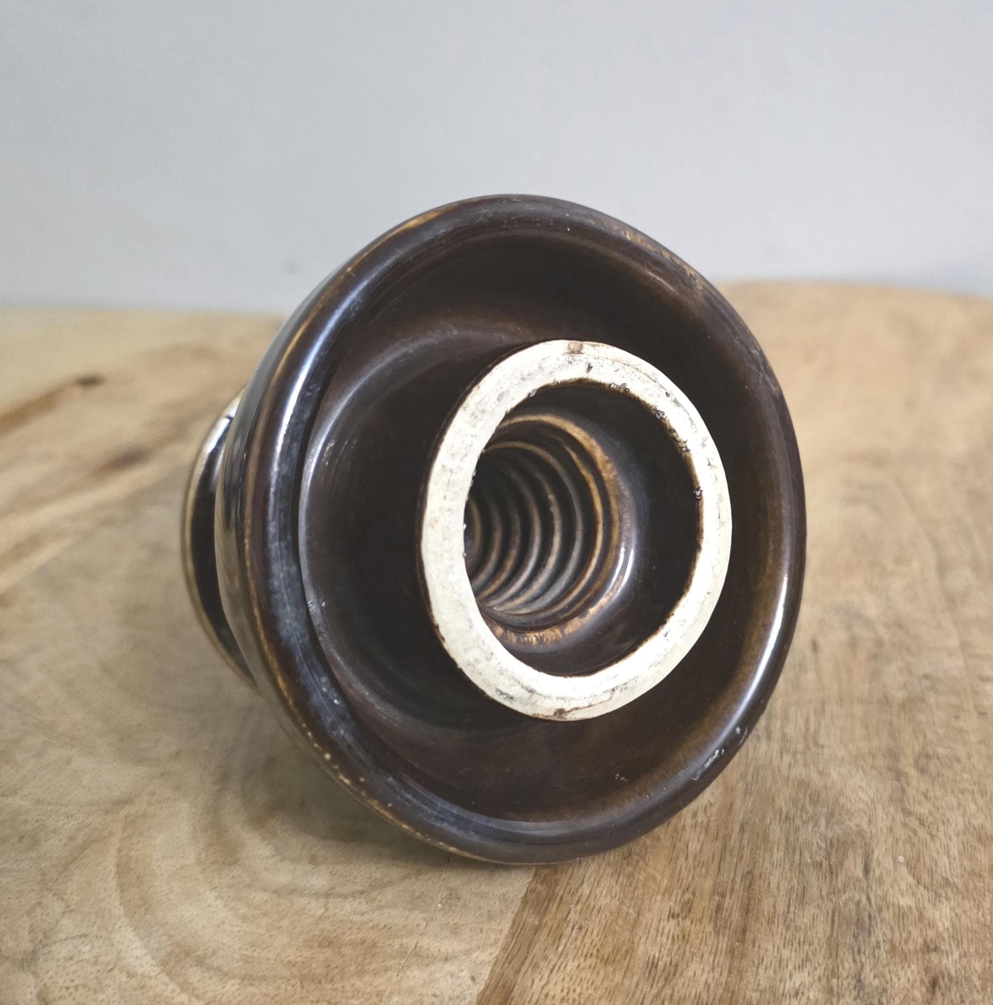 Vintage Brookfield Brown Ceramic Insulator - Thumbnail 2