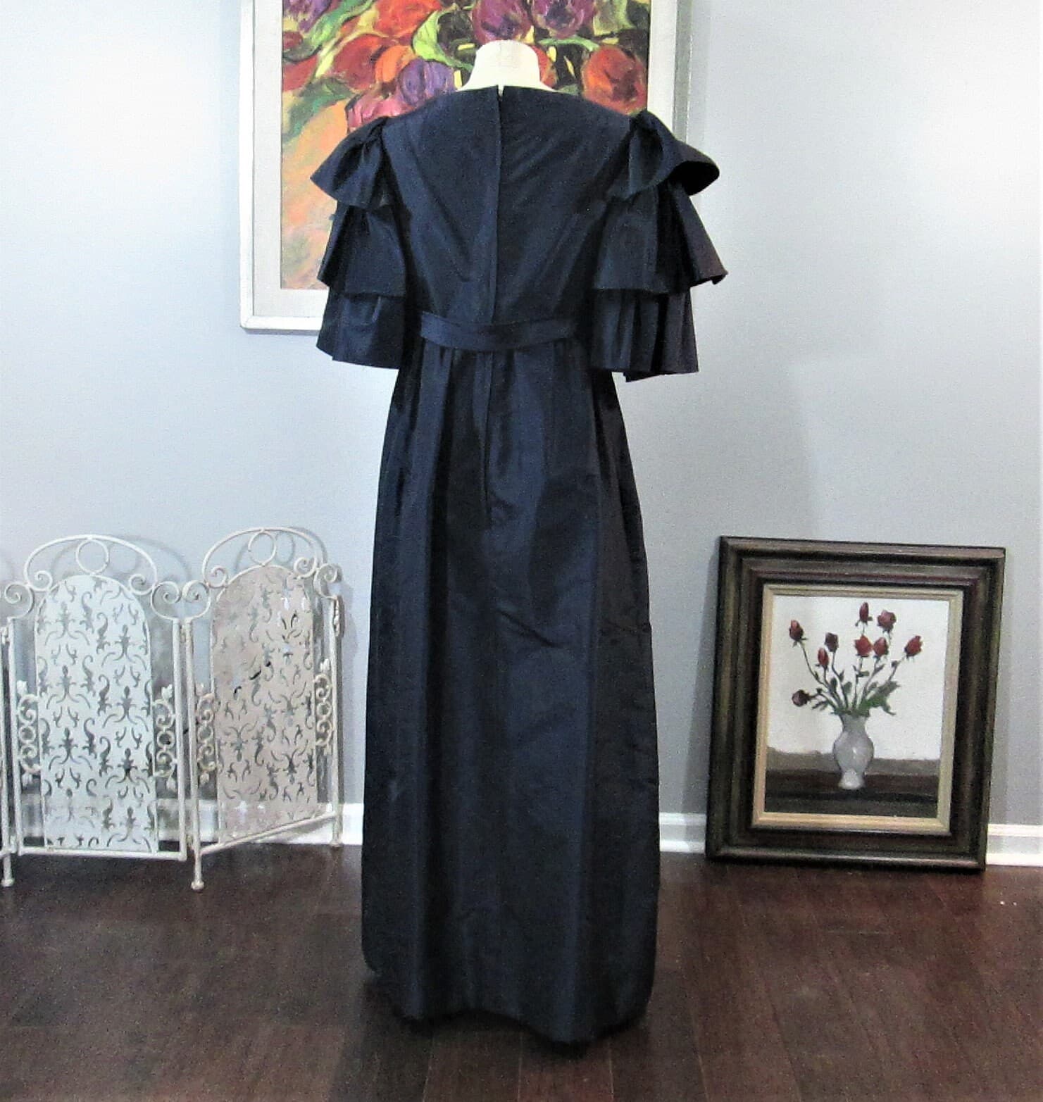 Vintage Kiki Hart Navy Evening Dress - Thumbnail 4
