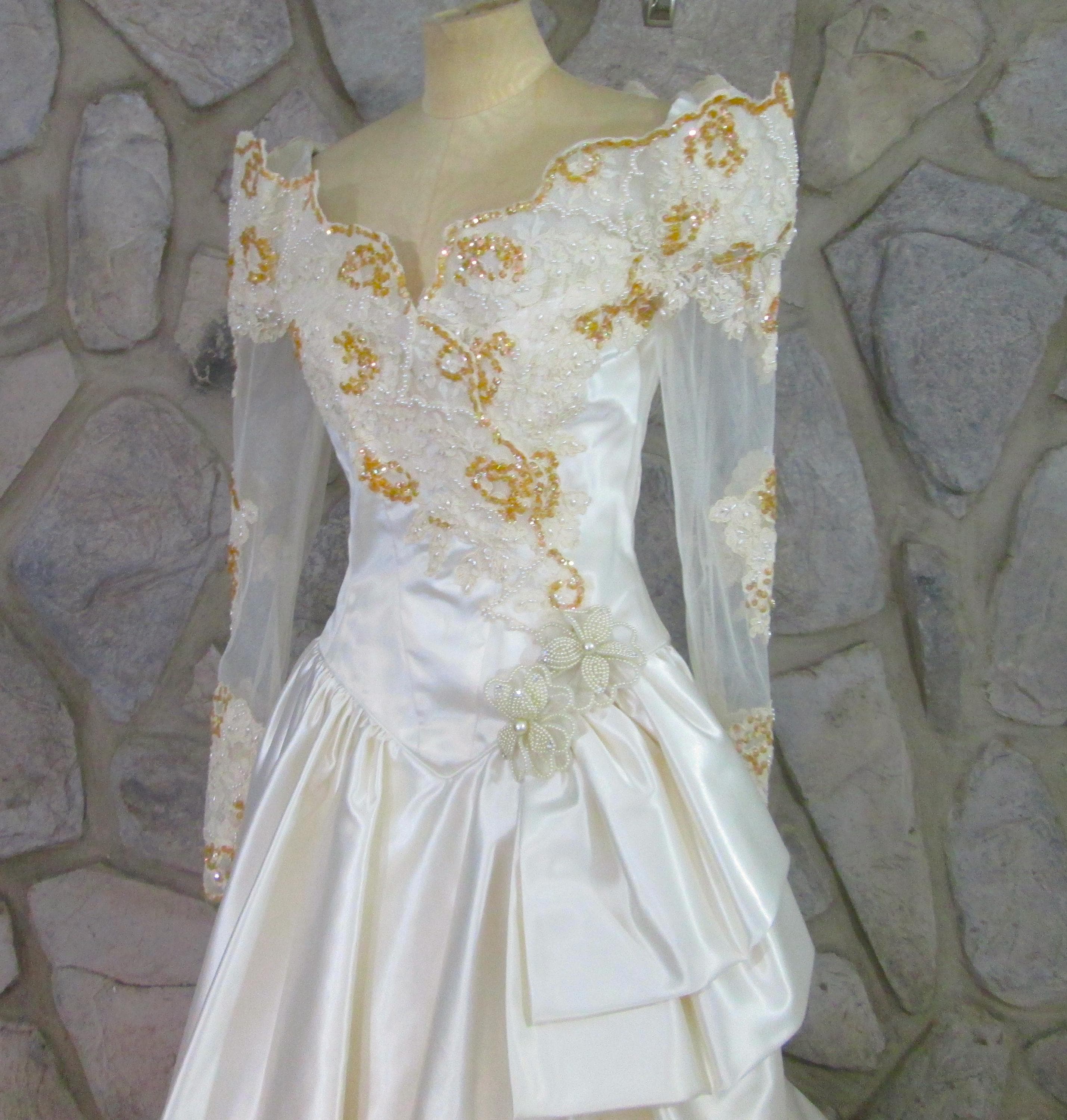 Vintage 1980's Renaissance Style Wedding Dress