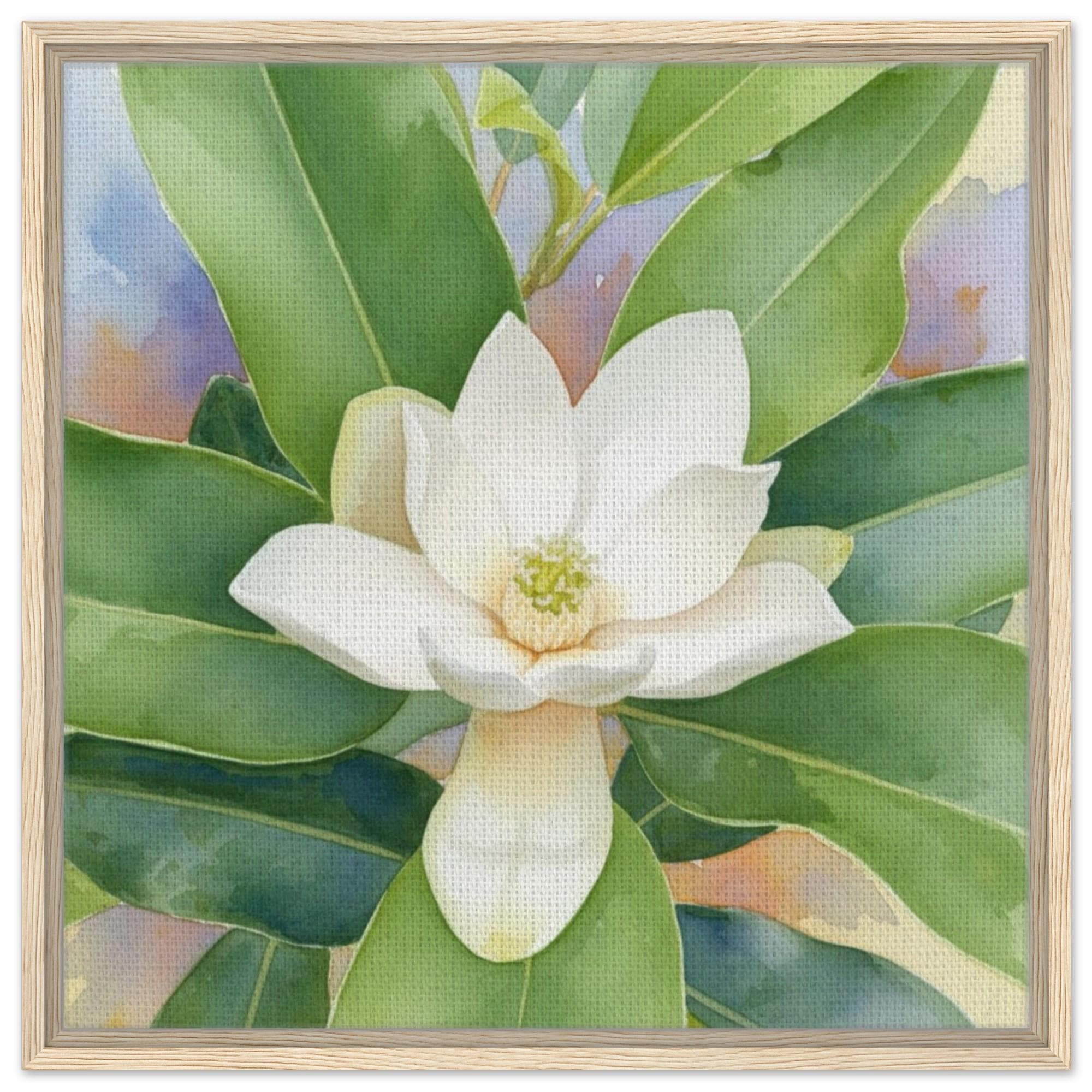 Watercolor Magnolia Framed Canvas Wall Art, Floral Botanical Print, Modern Farmhouse Home Decor - Thumbnail 2