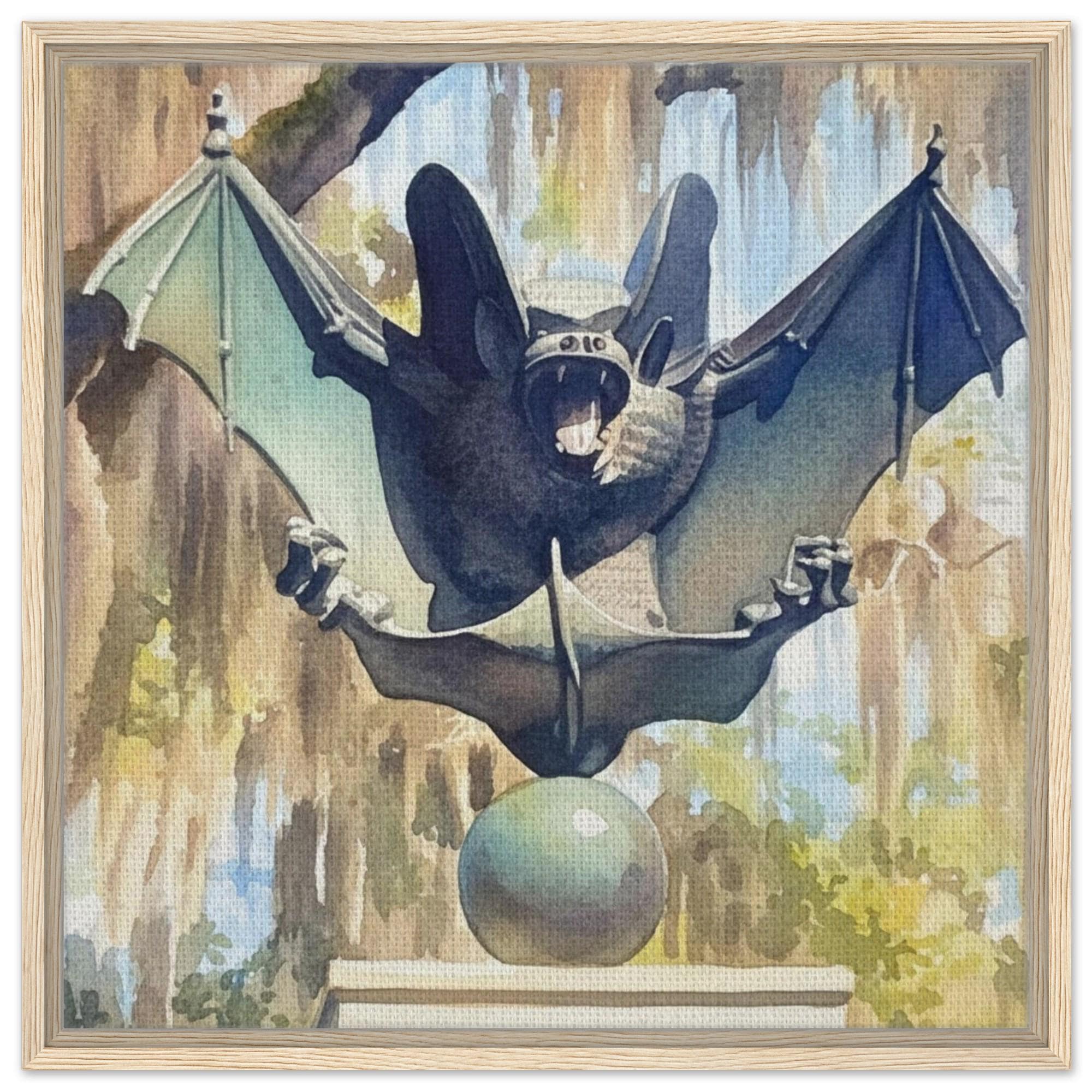 Sculptured Bat Canvas Art – Gothic Dark Academia Wall Decor, Wildlife Photography - Thumbnail 2