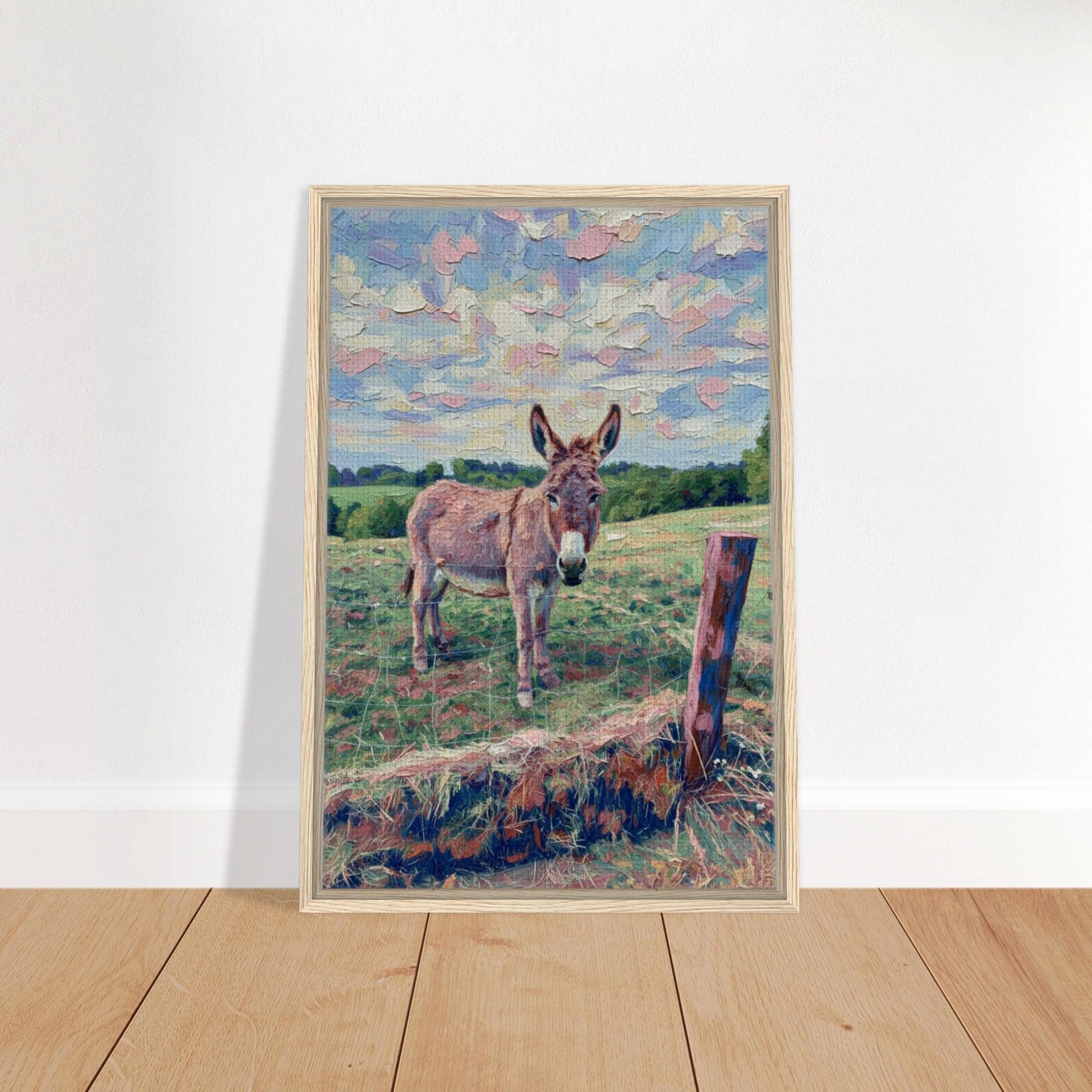 Donkey Farm Canvas Print, Rustic Animal Wall Art, Serene Farmhouse Decor