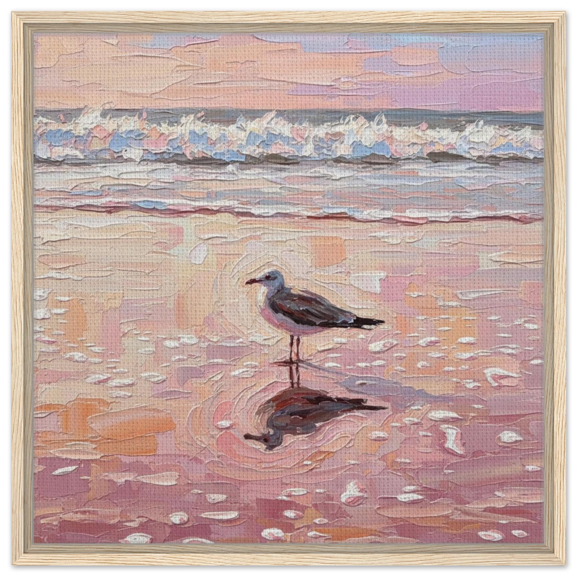 Framed Beach Canvas Art – Coastal Seagull Scene, Seaside Wall Decor - Thumbnail 2