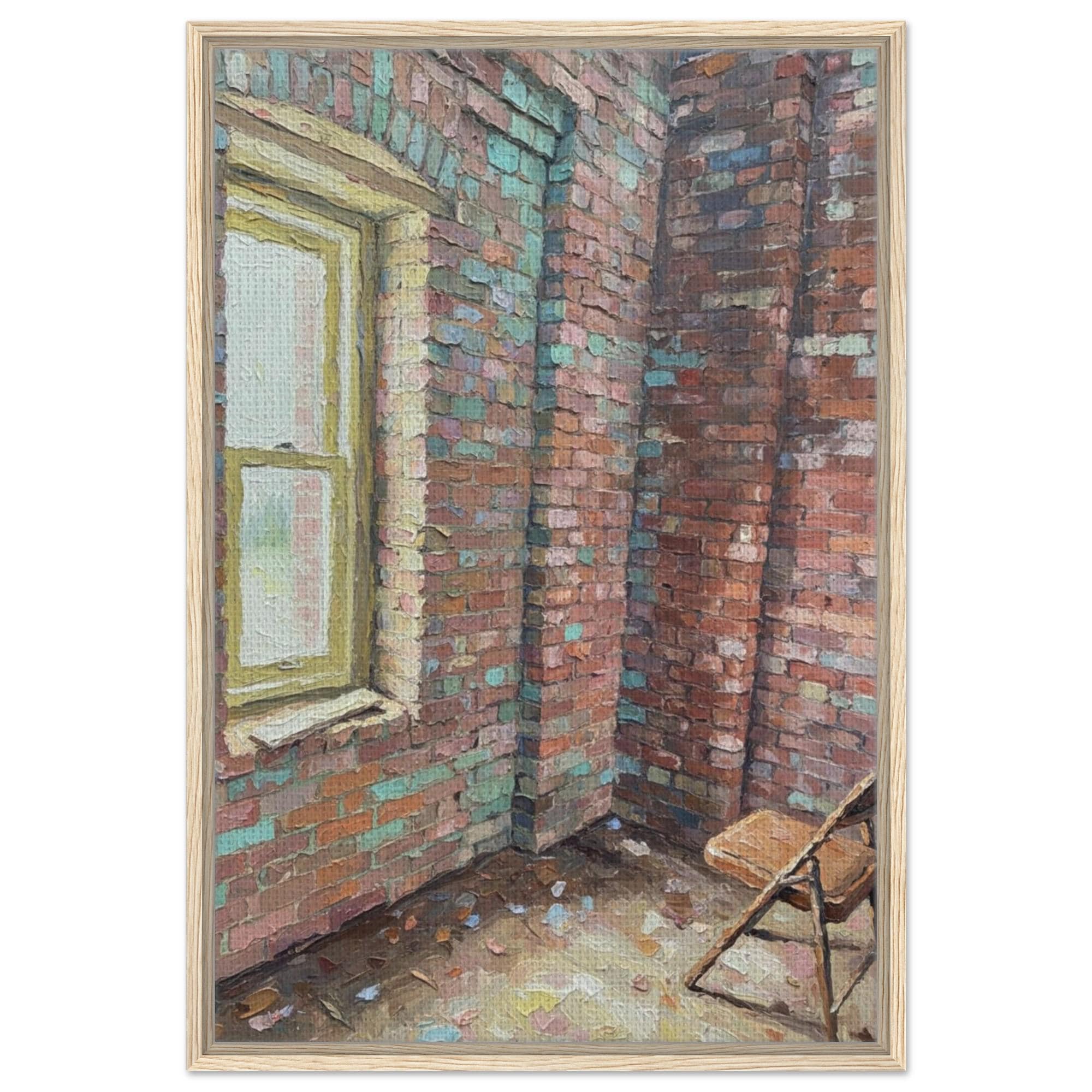 Abandoned Attic View Framed Canvas Print, Moody Interior Wall Art, Urban Explorer Decor - Thumbnail 2