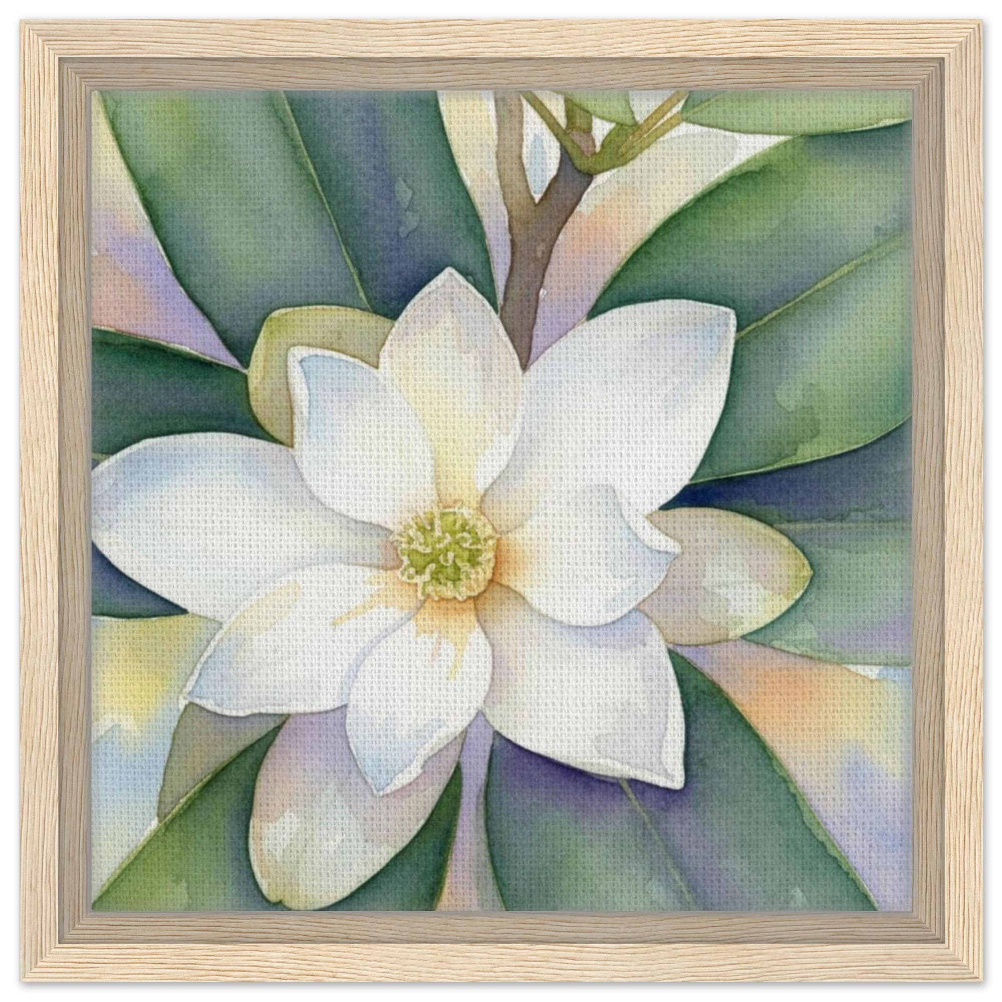Watercolor Magnolia Framed Canvas Print, Botanical Wall Art, Floral Home Decor - Thumbnail 2