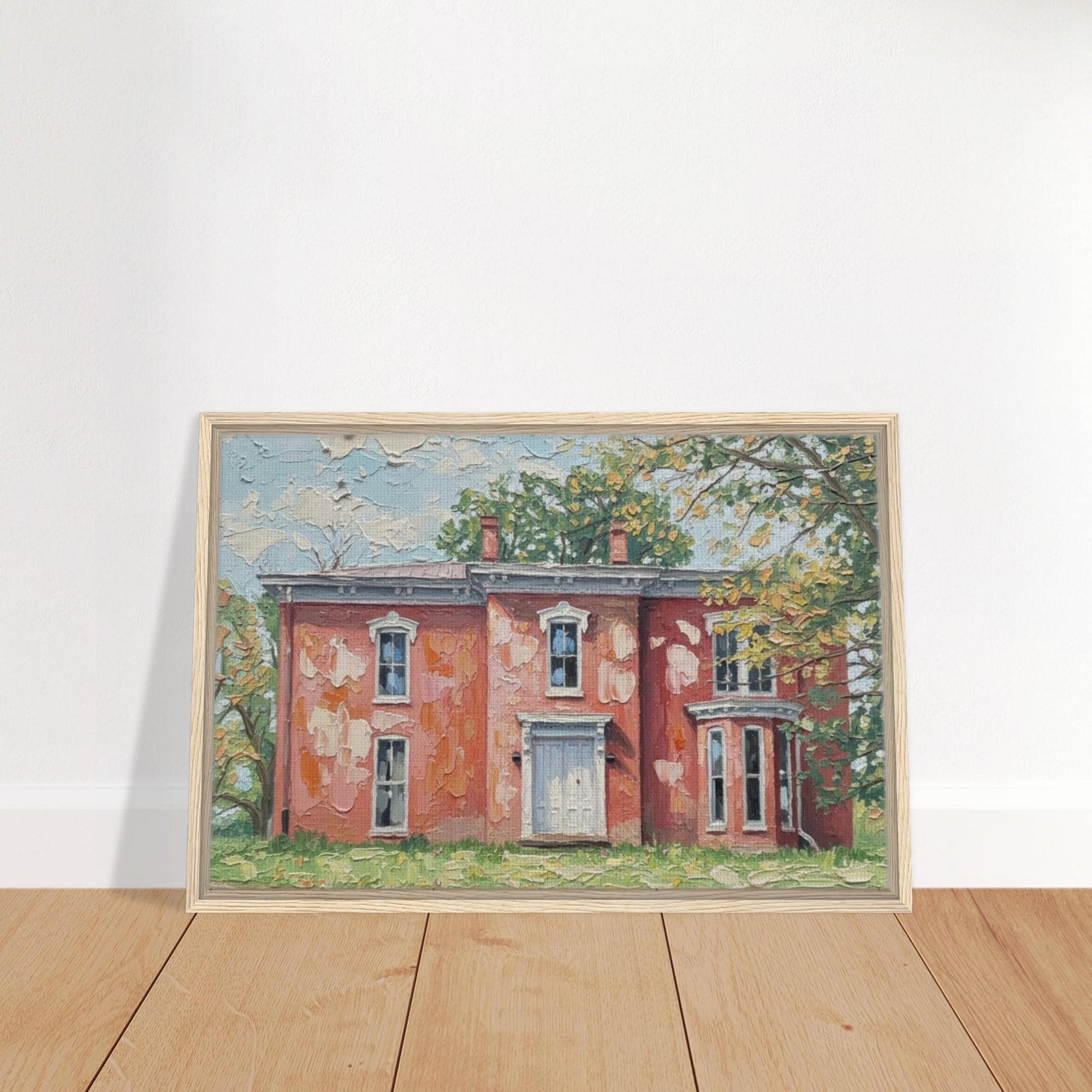 Spooky Country Cottage Canvas Art, Haunted House Landscape Painting, Gothic Decor