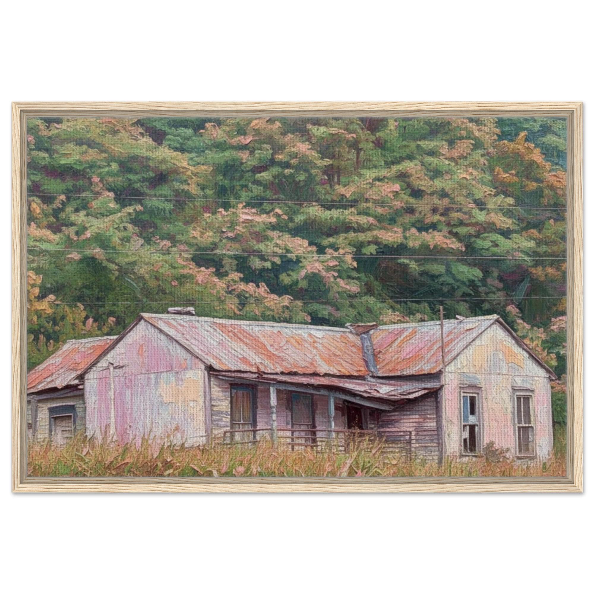 Abandoned Farmhouse Canvas Art, Rustic Countryside Wall Decor, Framed Print - Thumbnail 2