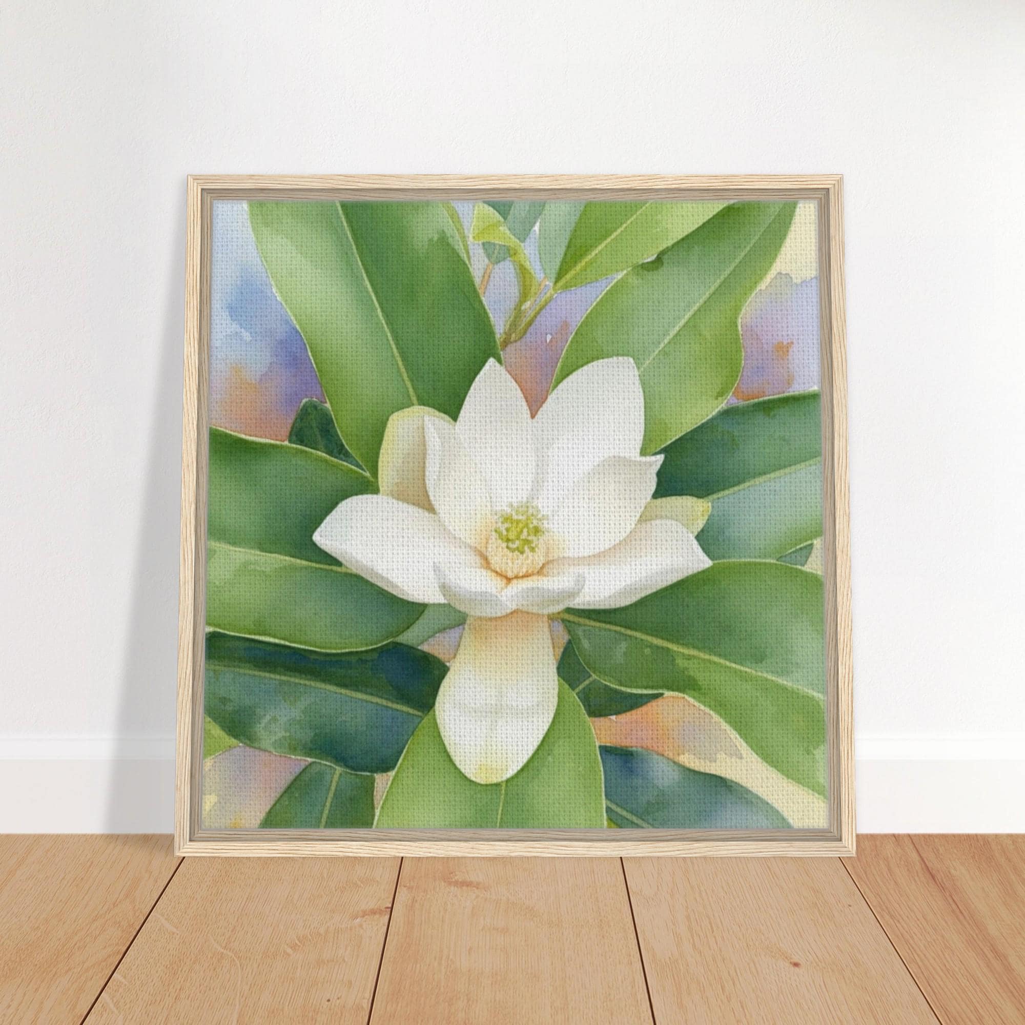 Watercolor Magnolia Framed Canvas Wall Art, Floral Botanical Print, Modern Farmhouse Home Decor