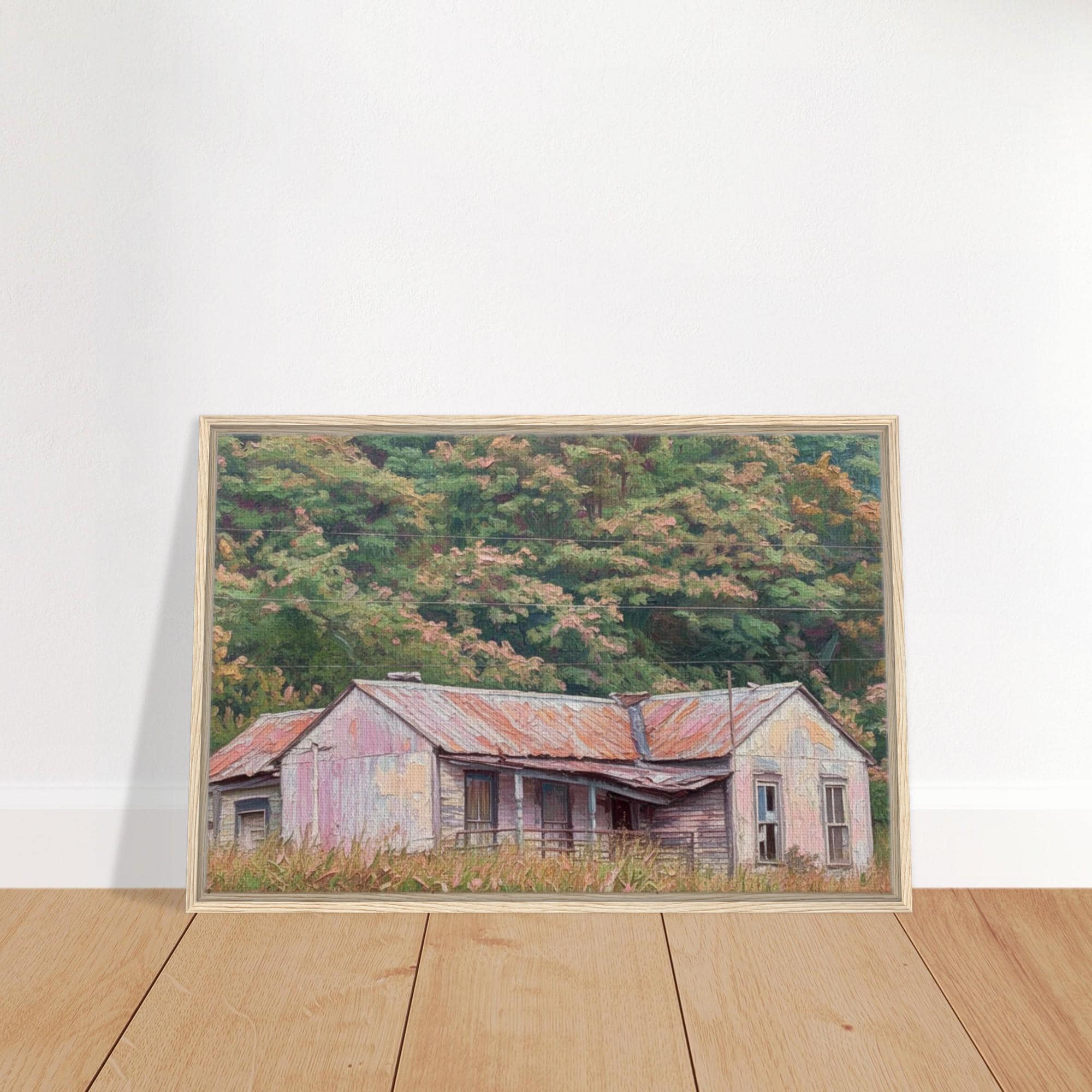 Abandoned Farmhouse Canvas Art, Rustic Countryside Wall Decor, Framed Print