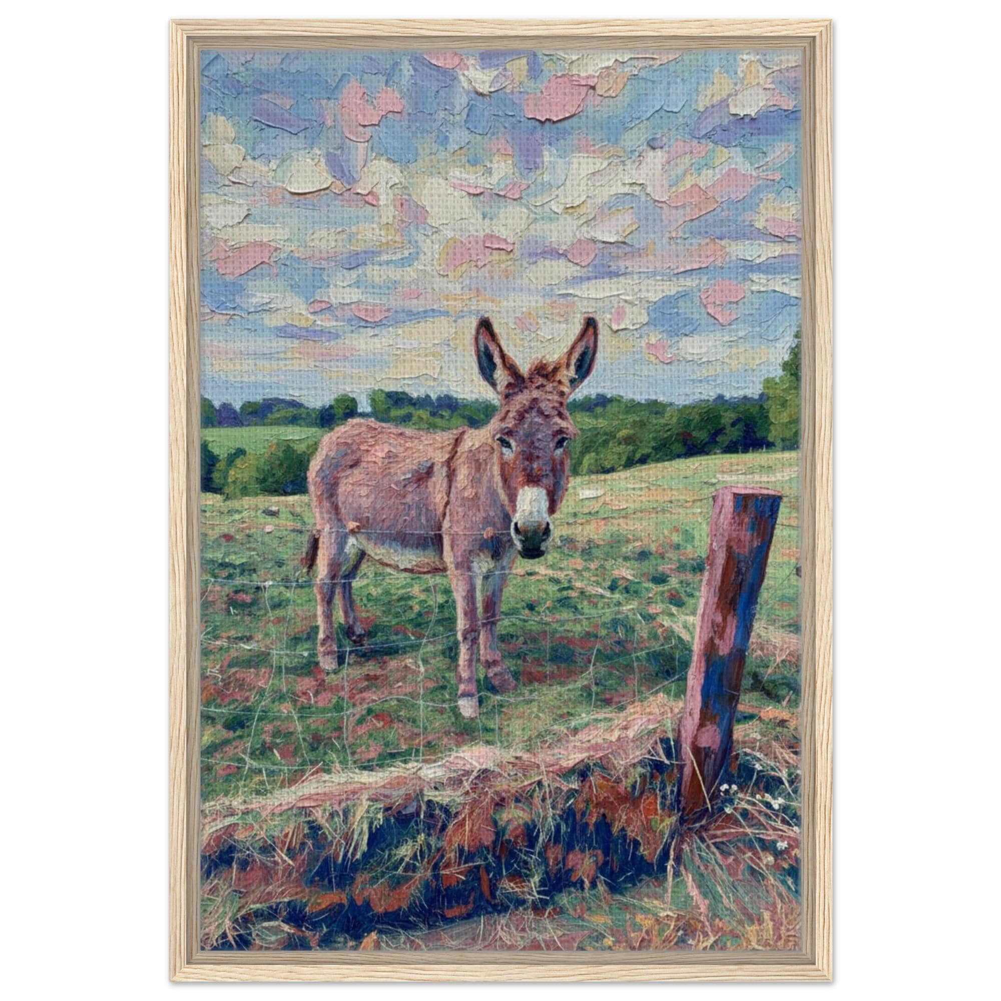 Donkey Farm Canvas Print, Rustic Animal Wall Art, Serene Farmhouse Decor - Thumbnail 2