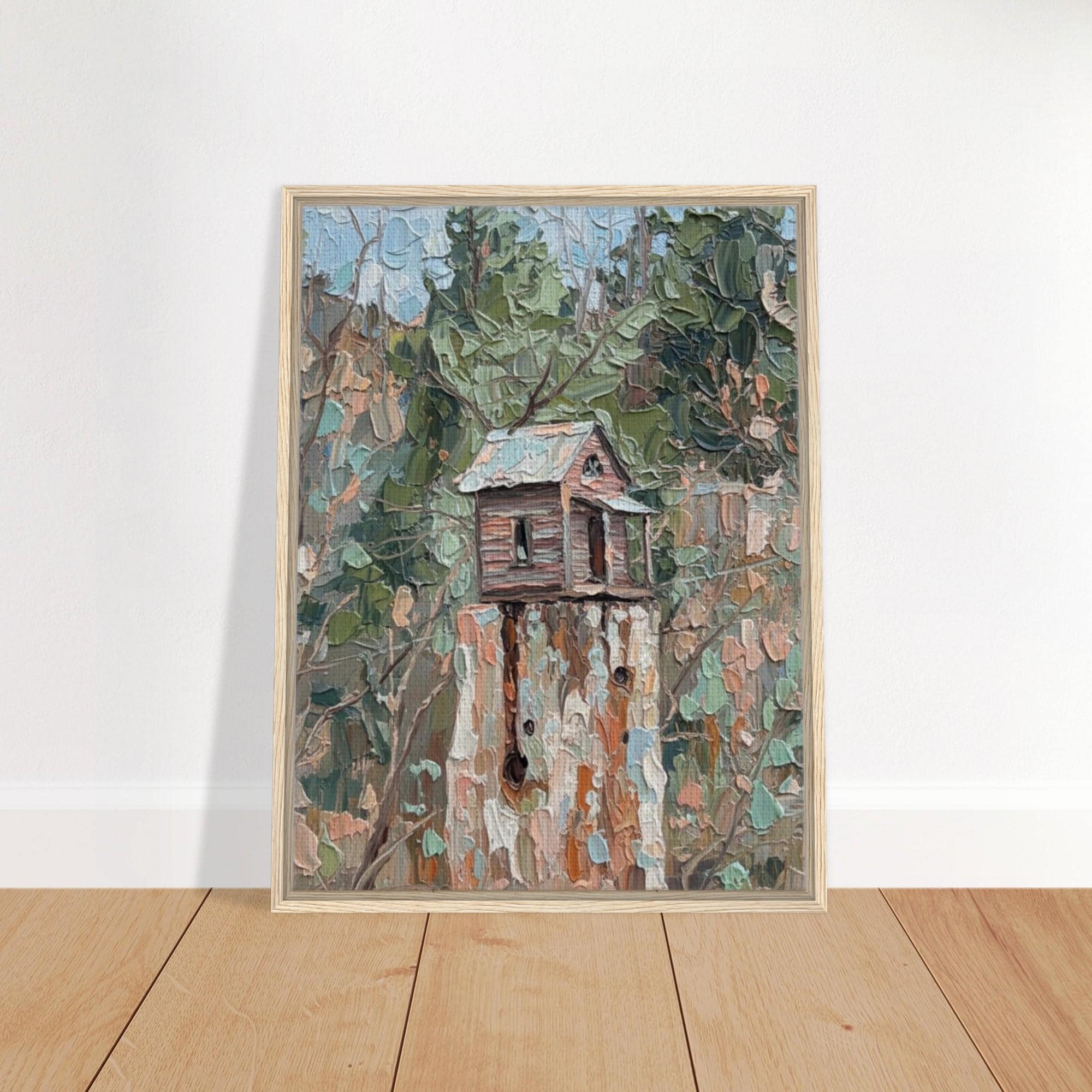 Country Bird House Canvas Art – Rustic Farmhouse Nature Print (Ready to Hang)