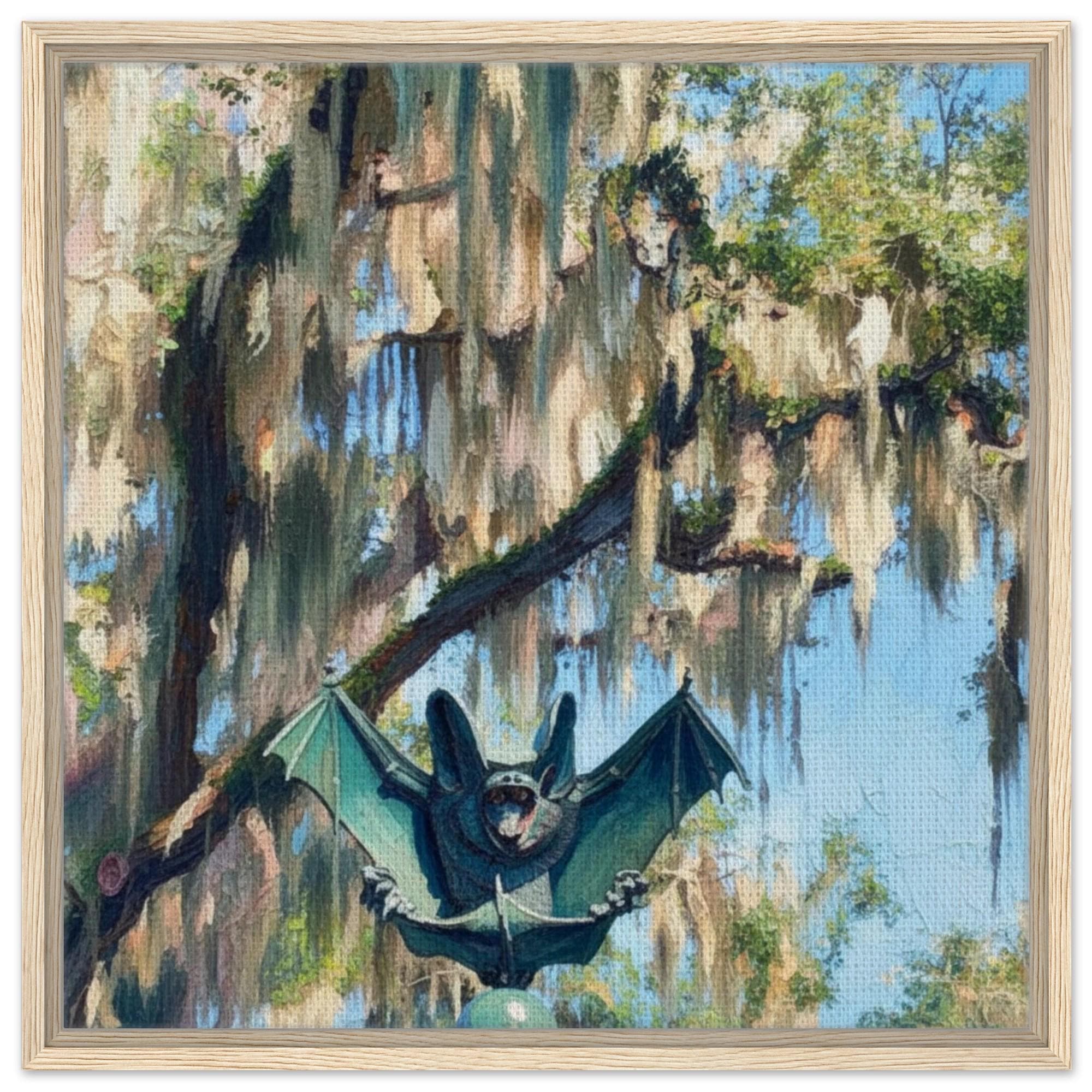 Gothic Bat Sculpture Framed Canvas Wall Art - Dark Academia Decor, Spooky Victorian Home Decor - Thumbnail 2