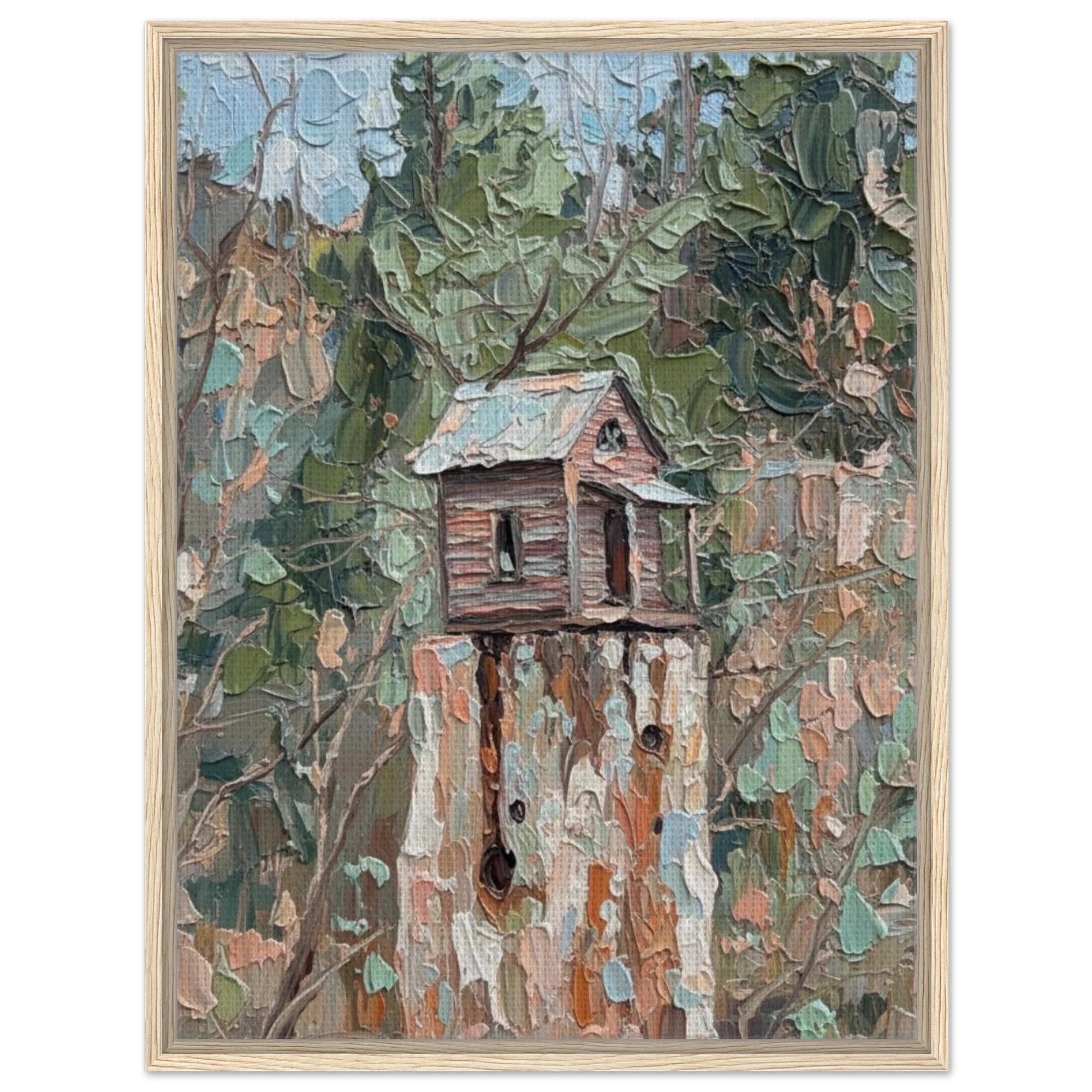 Country Bird House Canvas Art – Rustic Farmhouse Nature Print (Ready to Hang) - Thumbnail 2