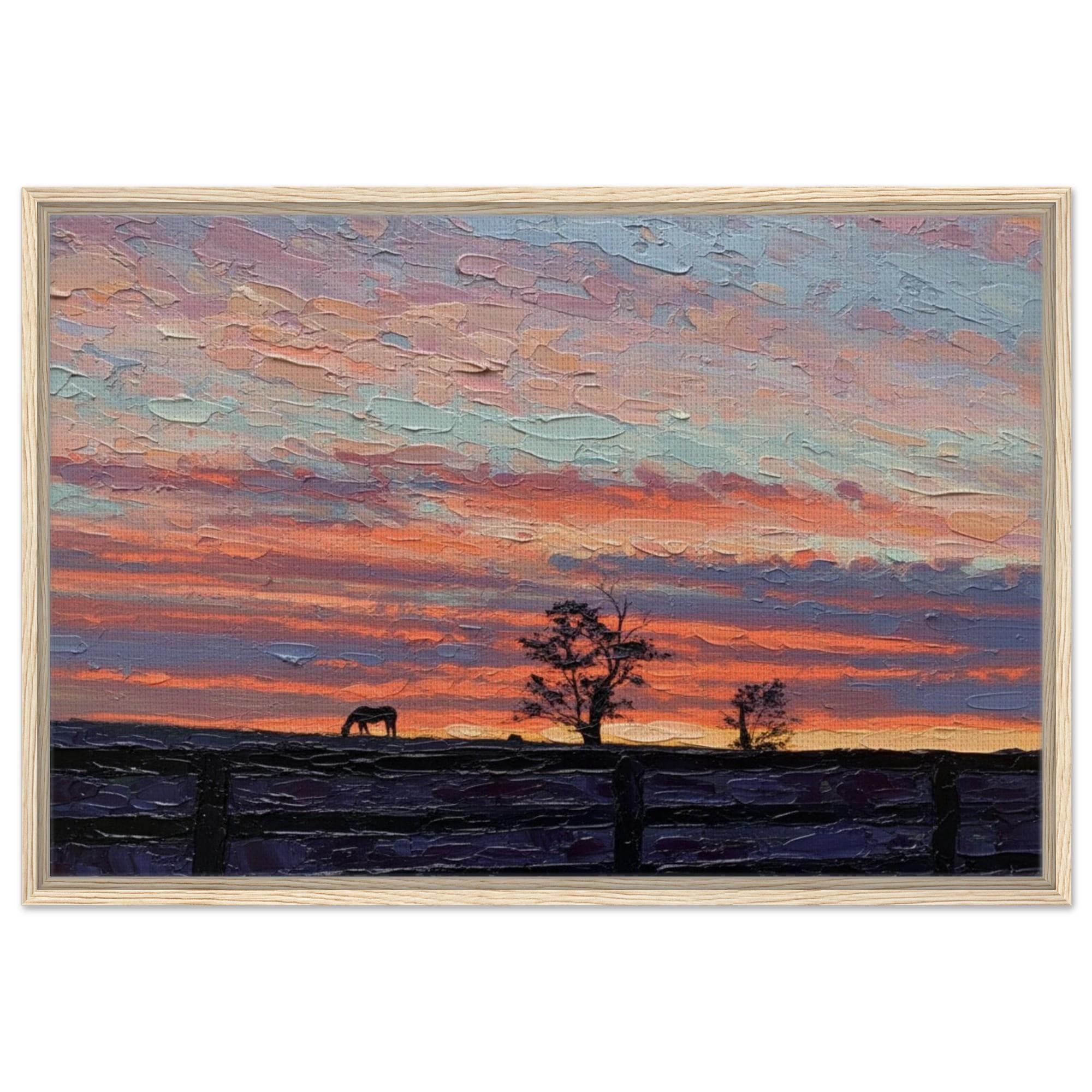 Horse Farm Sunset Canvas Art – Rustic Farmhouse Equestrian Wall Decor - Thumbnail 2