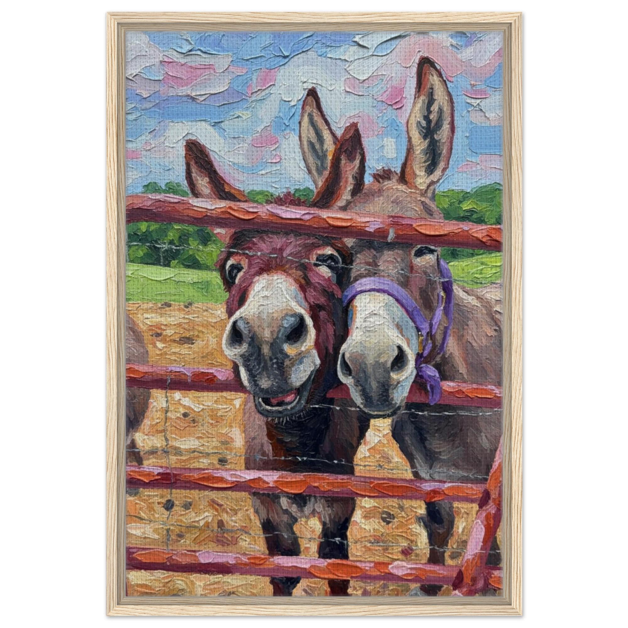 Donkey Wall Art – Farmhouse Framed Canvas Print, Rustic Animal Hanging - Thumbnail 2