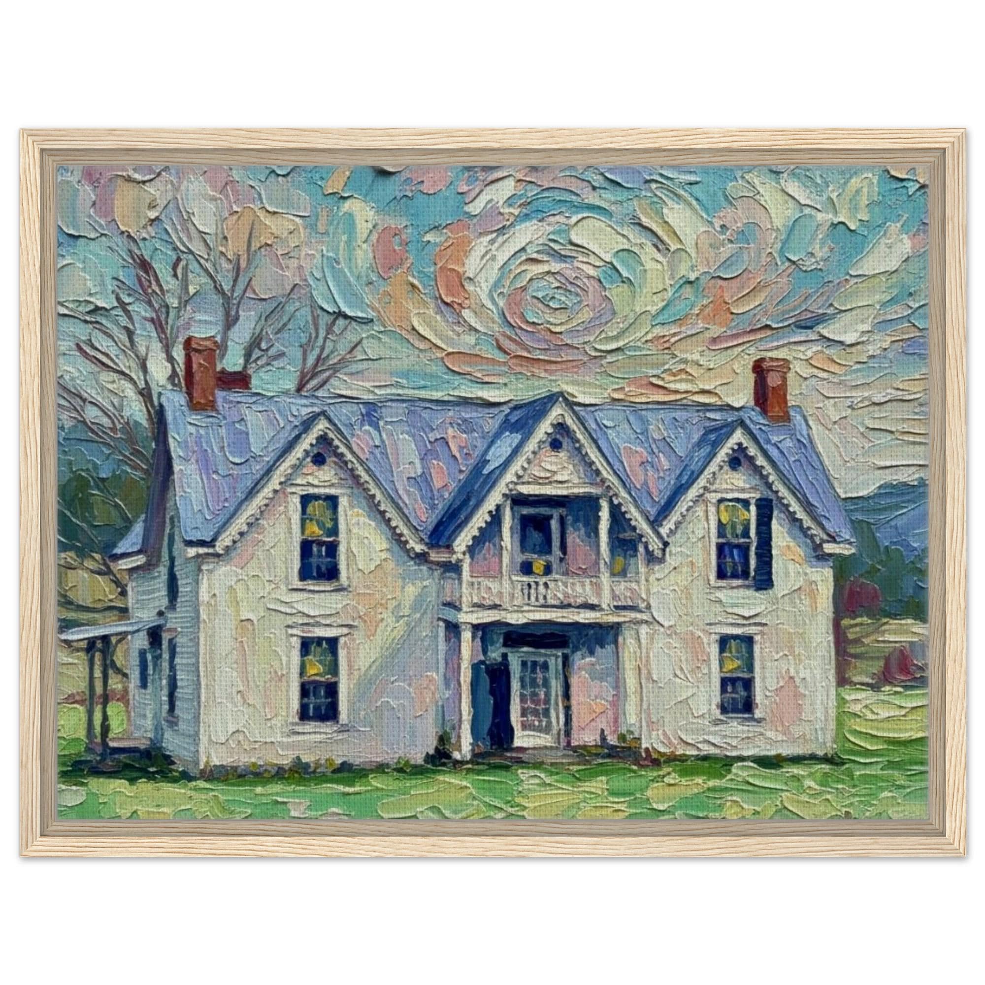 Abandoned Farmhouse Canvas Art, Rustic Country Road Landscape Print, Moody Rural Decor - Thumbnail 2