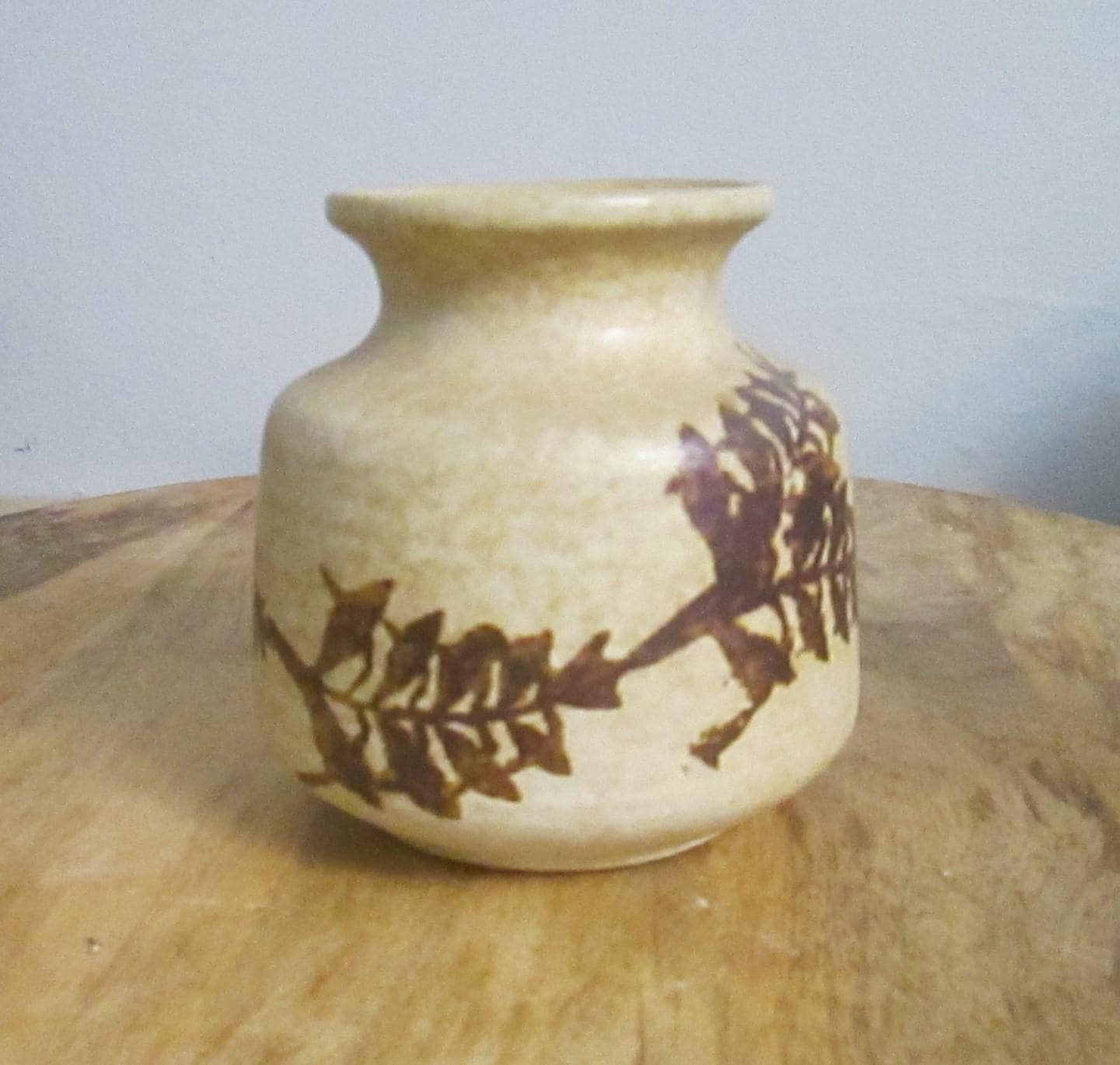 Vintage Pottery Craft Leaf Print Vase