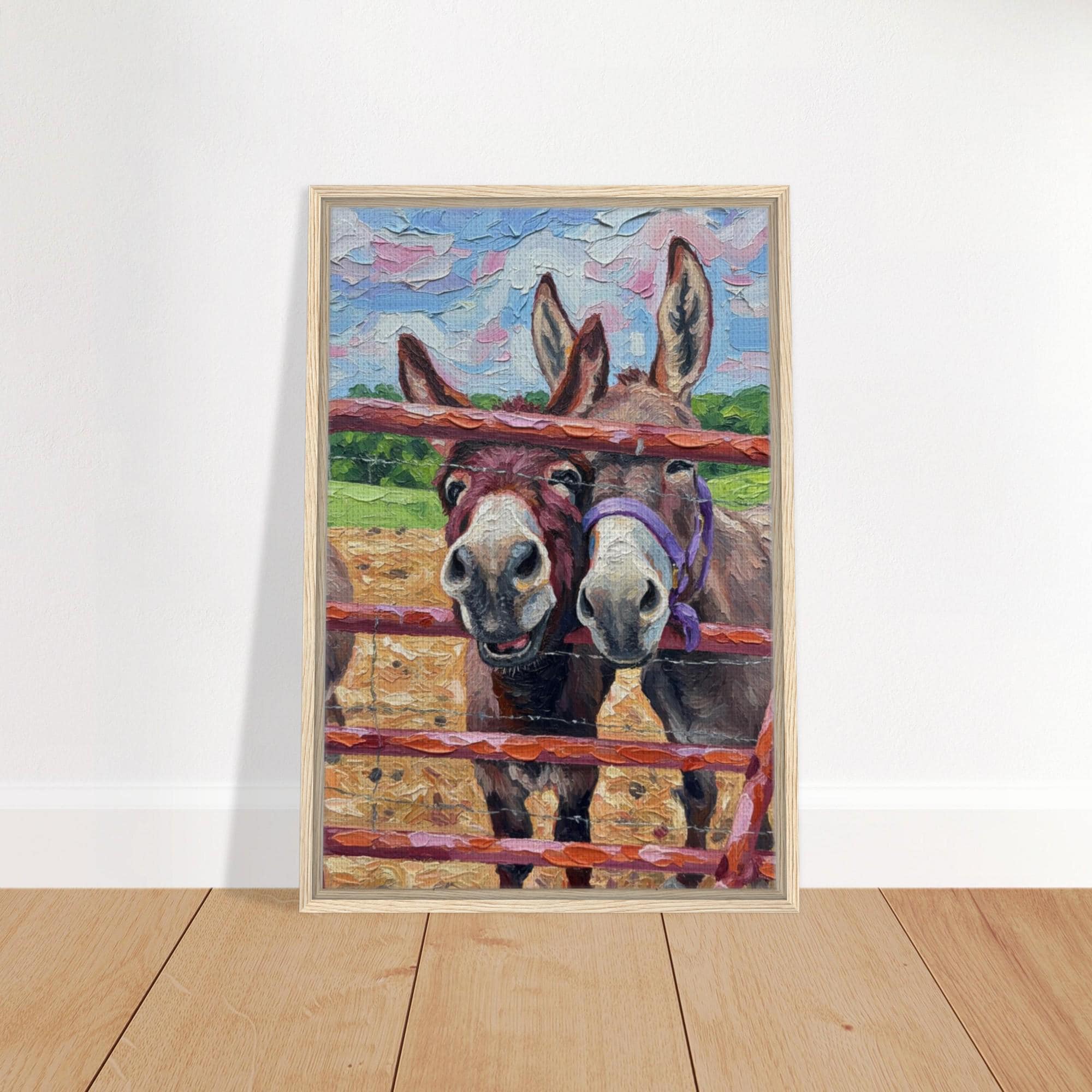 Donkey Wall Art – Farmhouse Framed Canvas Print, Rustic Animal Hanging