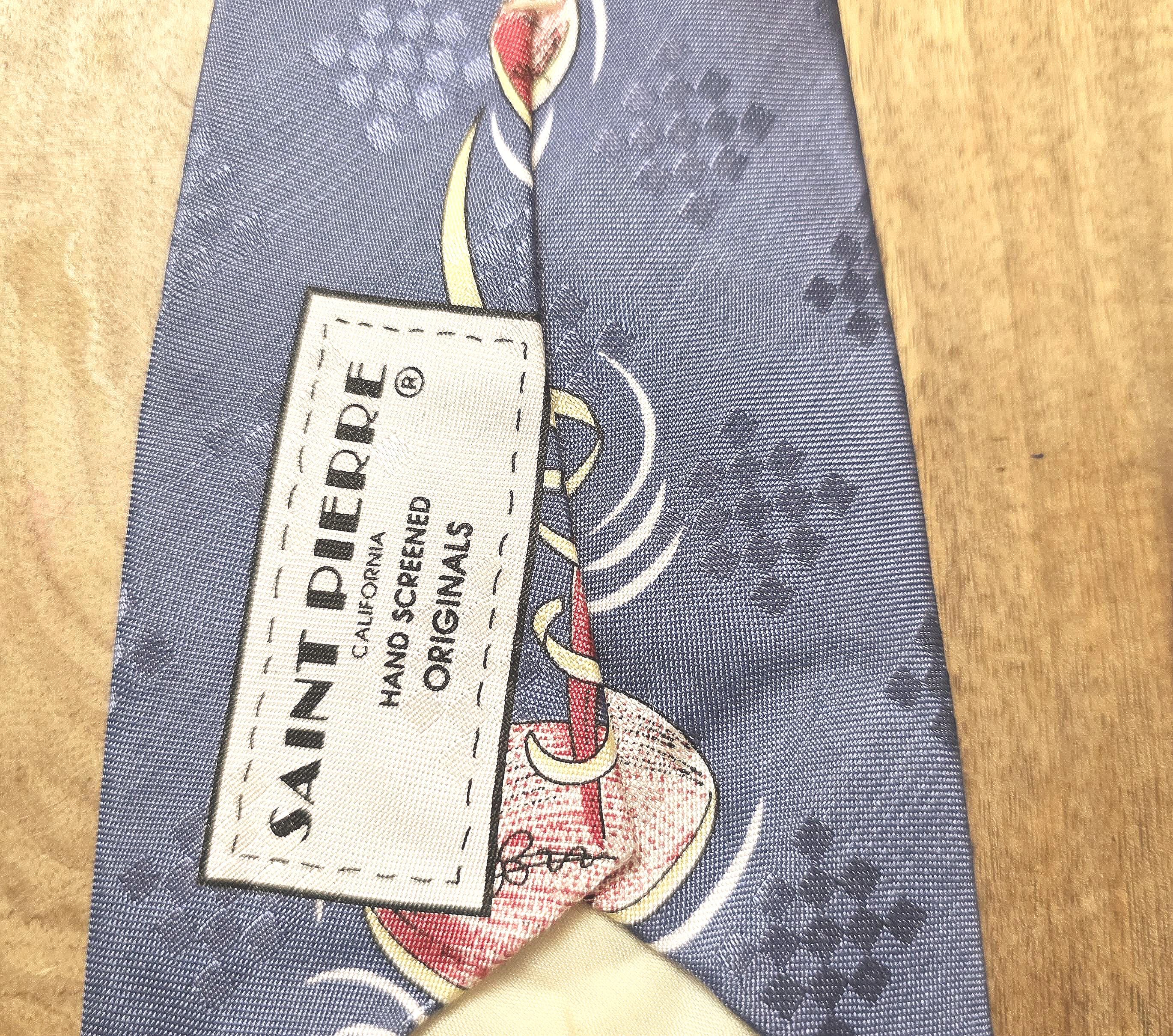 Vintage Saint Pierre California Screenprinted Neck Tie - Thumbnail 2