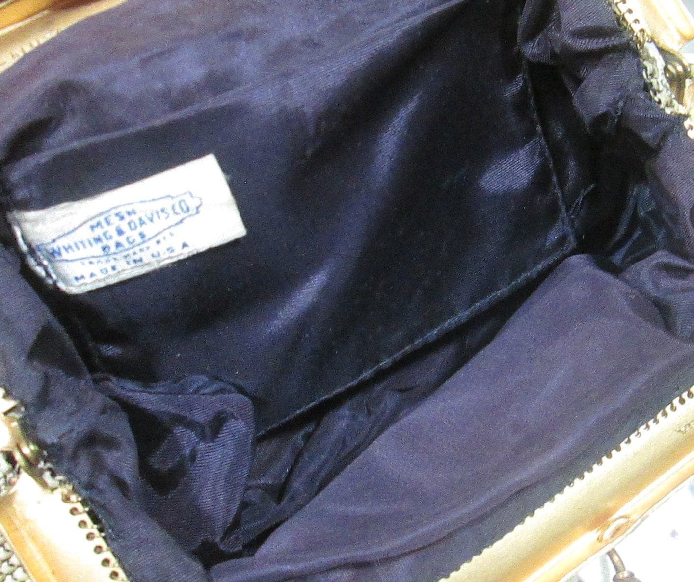Vintage Whiting & Davis Cream Mesh Handbag Evening Purse - Thumbnail 4