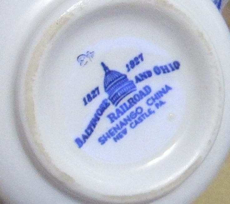 Vintage B & O Railroad Blue and White Centenary Pattern Cup and Saucer - Thumbnail 4