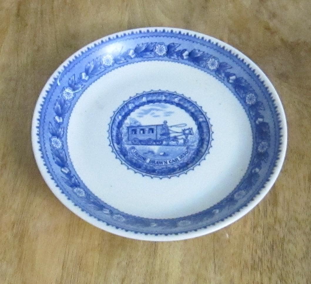 Vintage B & O Railroad Blue and White Centenary Pattern Cup and Saucer - Thumbnail 3