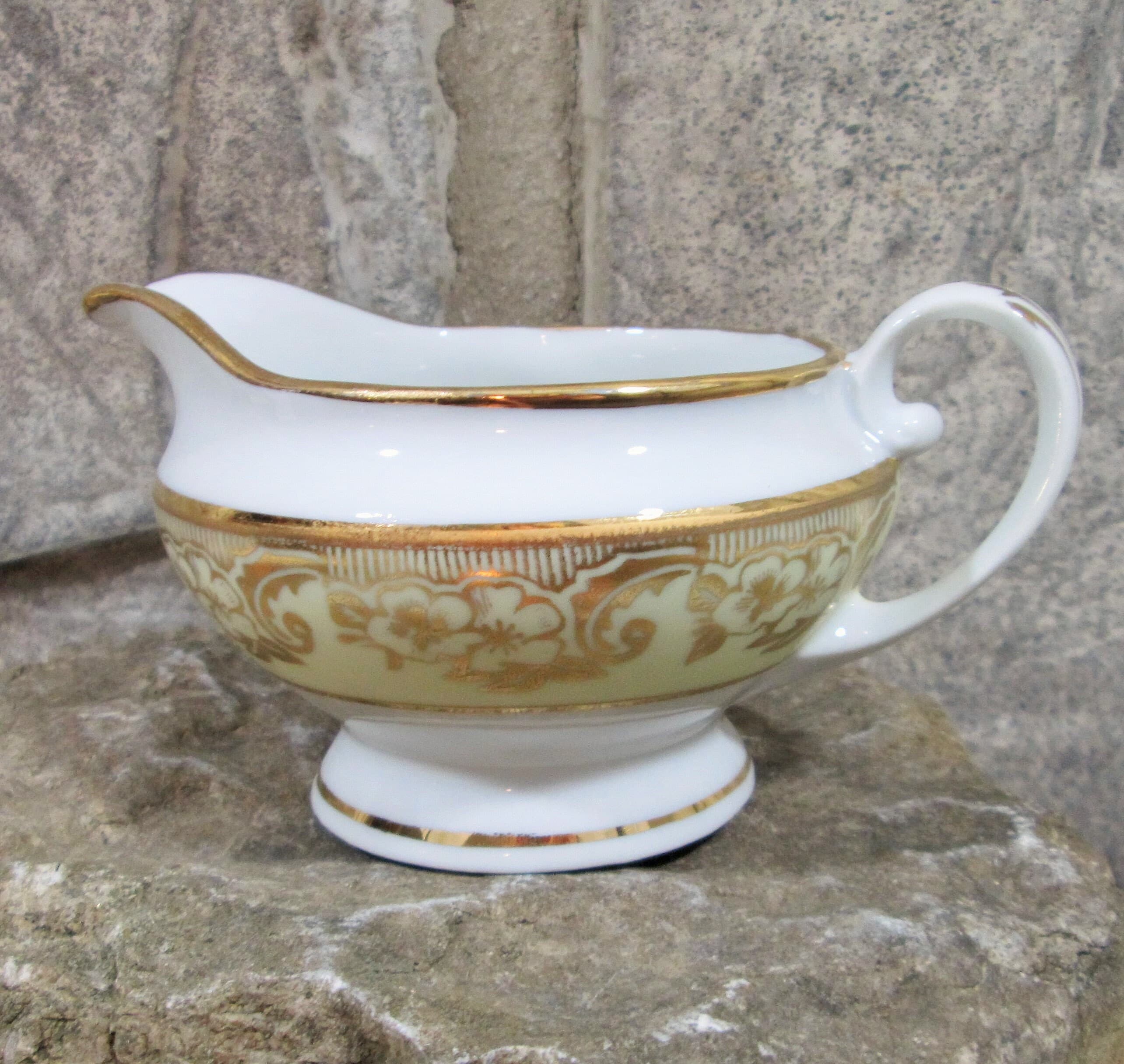 Vintage Royal Crown China 22K Gold Trim Floral Pattern Creamer