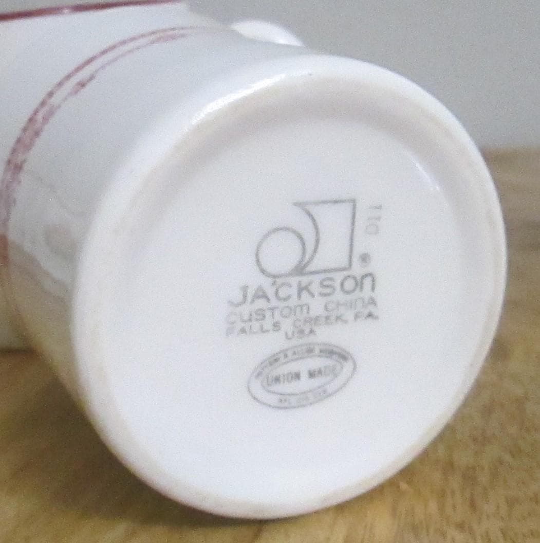 Vintage Jackson China Red Floral Band Restaurant Mugs (2) - Thumbnail 2