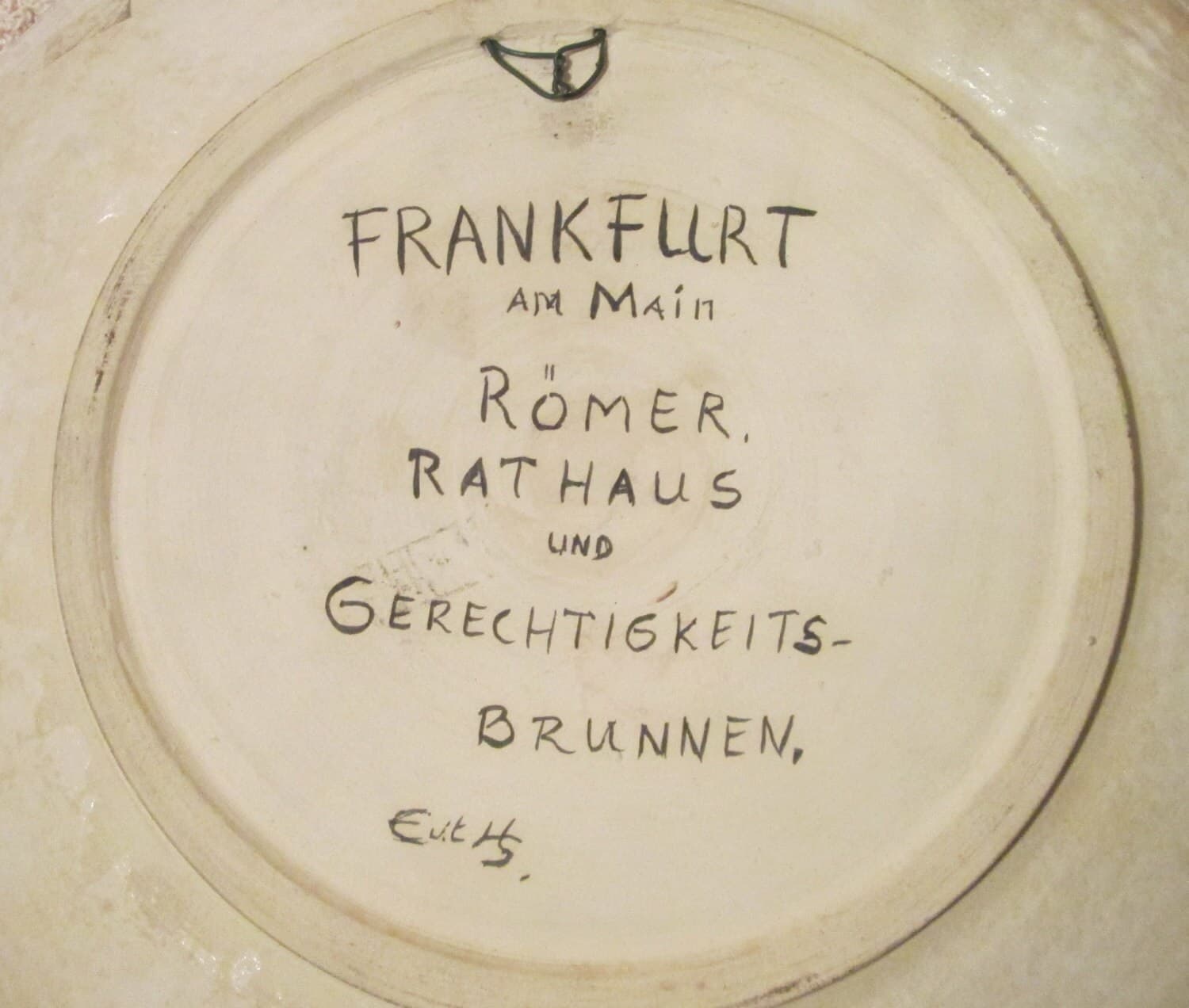 Vintage German White and Blue Faience Bowl Featuring German Scene - Thumbnail 3