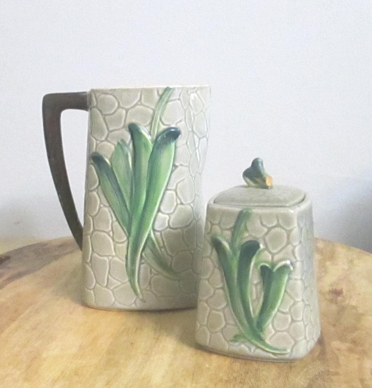 Vintage 1940s Farmhouse Decor Leaping Antelope Pitcher and Canister - Thumbnail 5