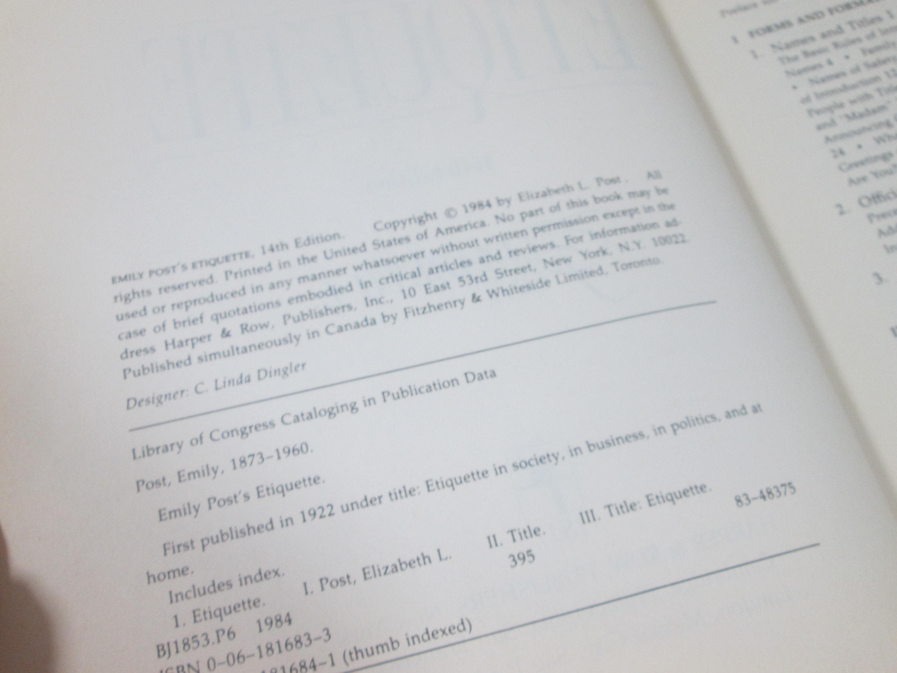 Emily Post's Etiquette 14th Edition, 1984, Vintage Book - Thumbnail 3