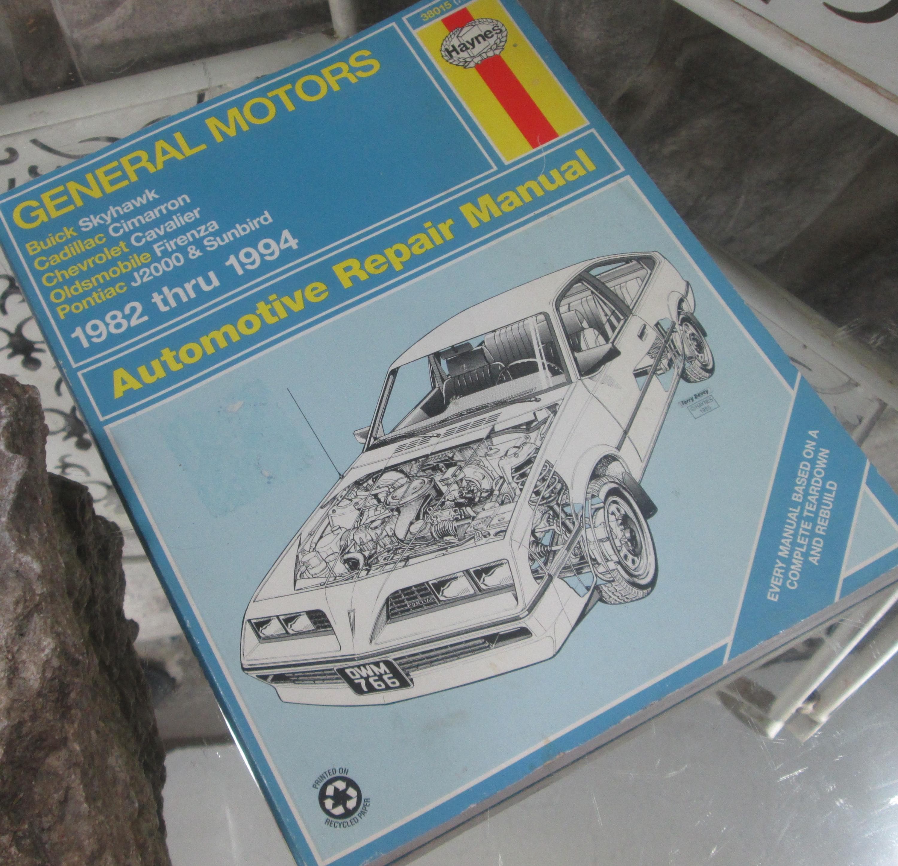 Vintage General Motors Automotive Repair Manual, 1982-1994, Skyhawk, Cimarron, Cavalier, Firenza, Sunbird