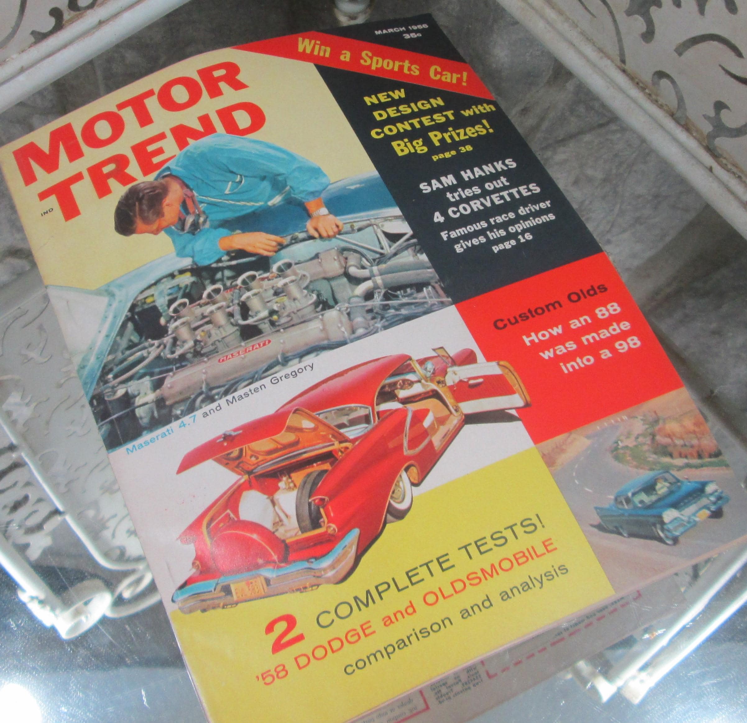 Vintage Motor Trend Magazine March, 1958, Oldsmobile and Dodge Comparison