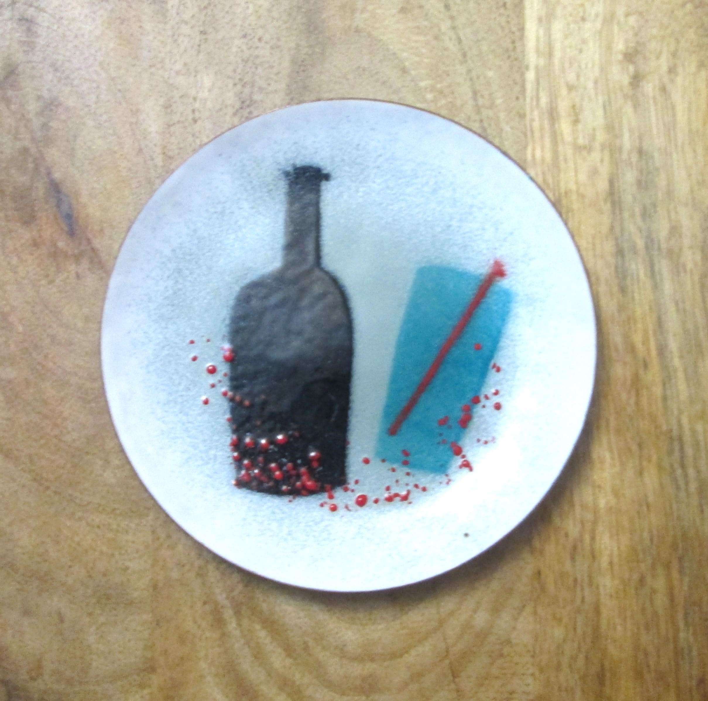 Vintage Mid-Century Cocktail Design Enamel Dish