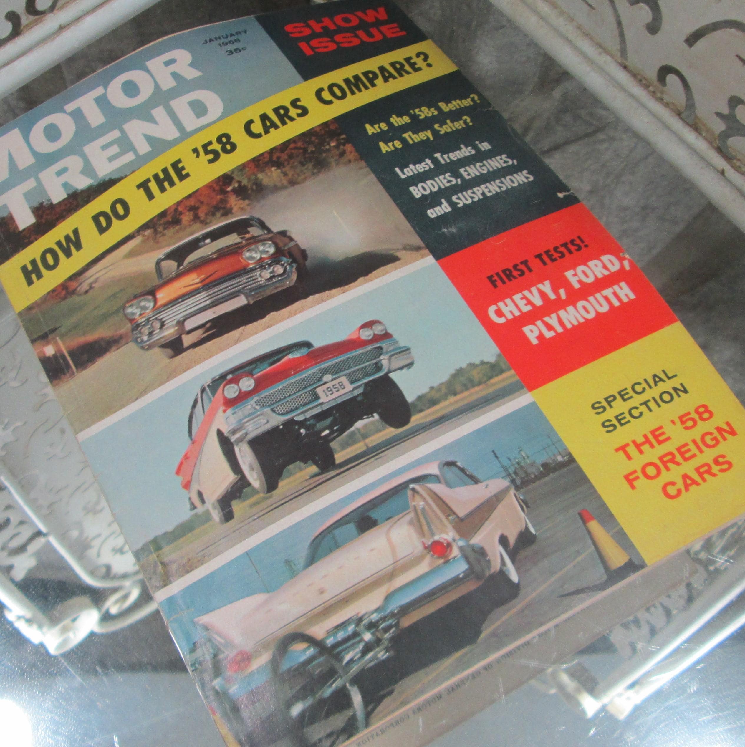 Vintage Motor Trend Magazine January, 1958, Comparison of 1958 Cars