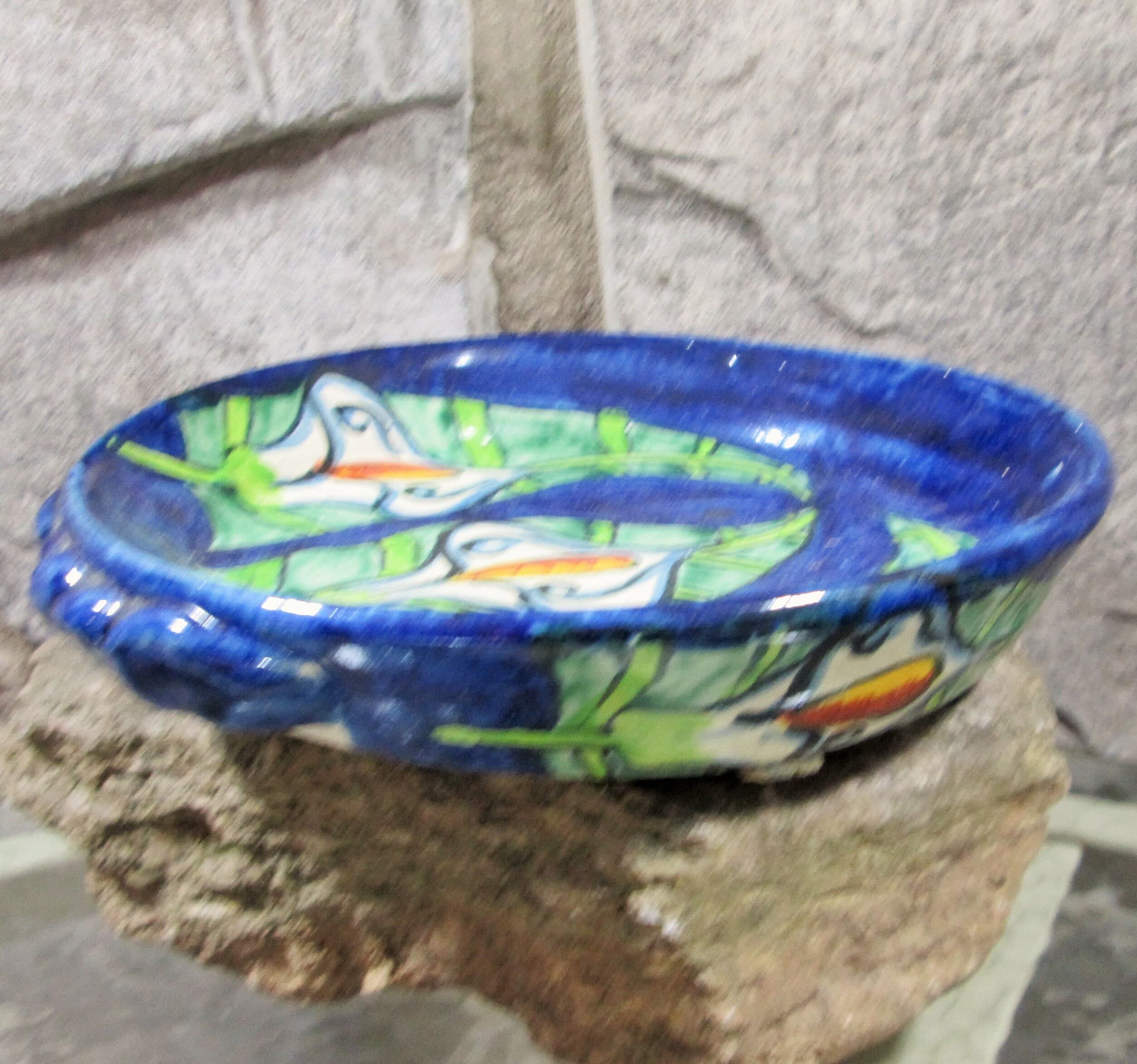 Vintage Mexican Talavera Pottery Lily Pattern Bowl - Thumbnail 2