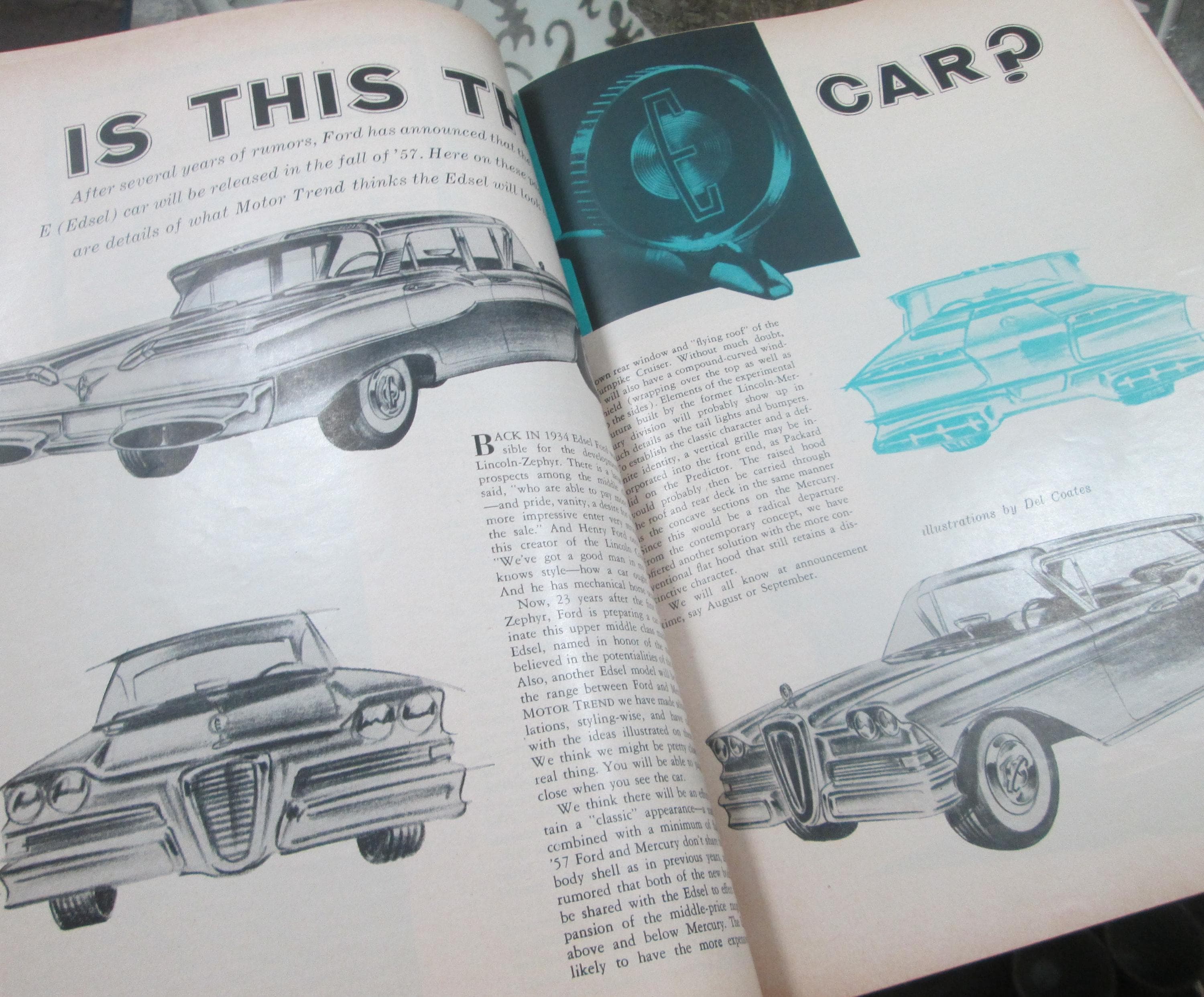 Vintage Motor Trend Magazine February, 1957, First Look at the Edsel Design - Thumbnail 2