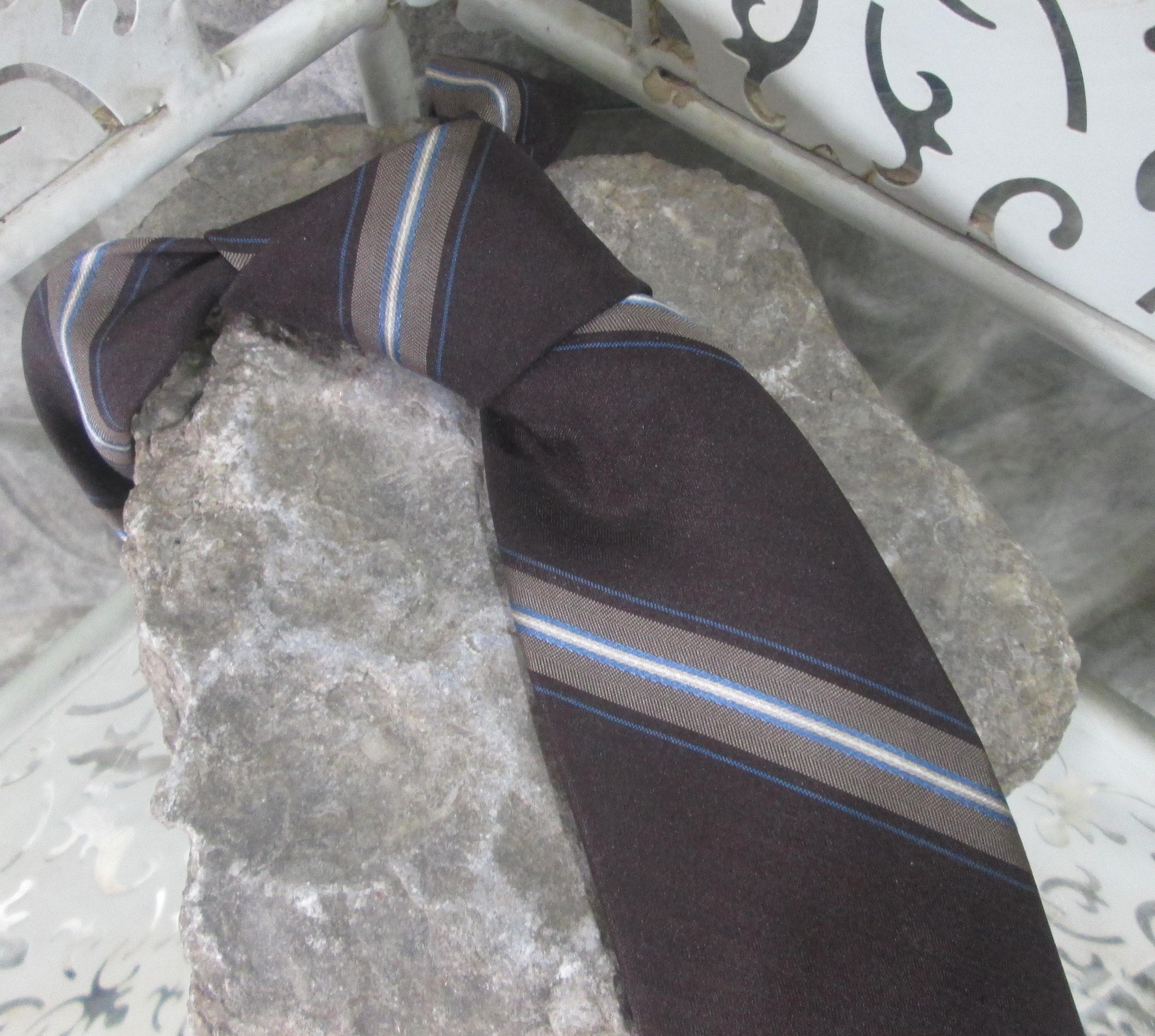 Vintage Christian Dior Brown Striped Logo Tie, 1970s