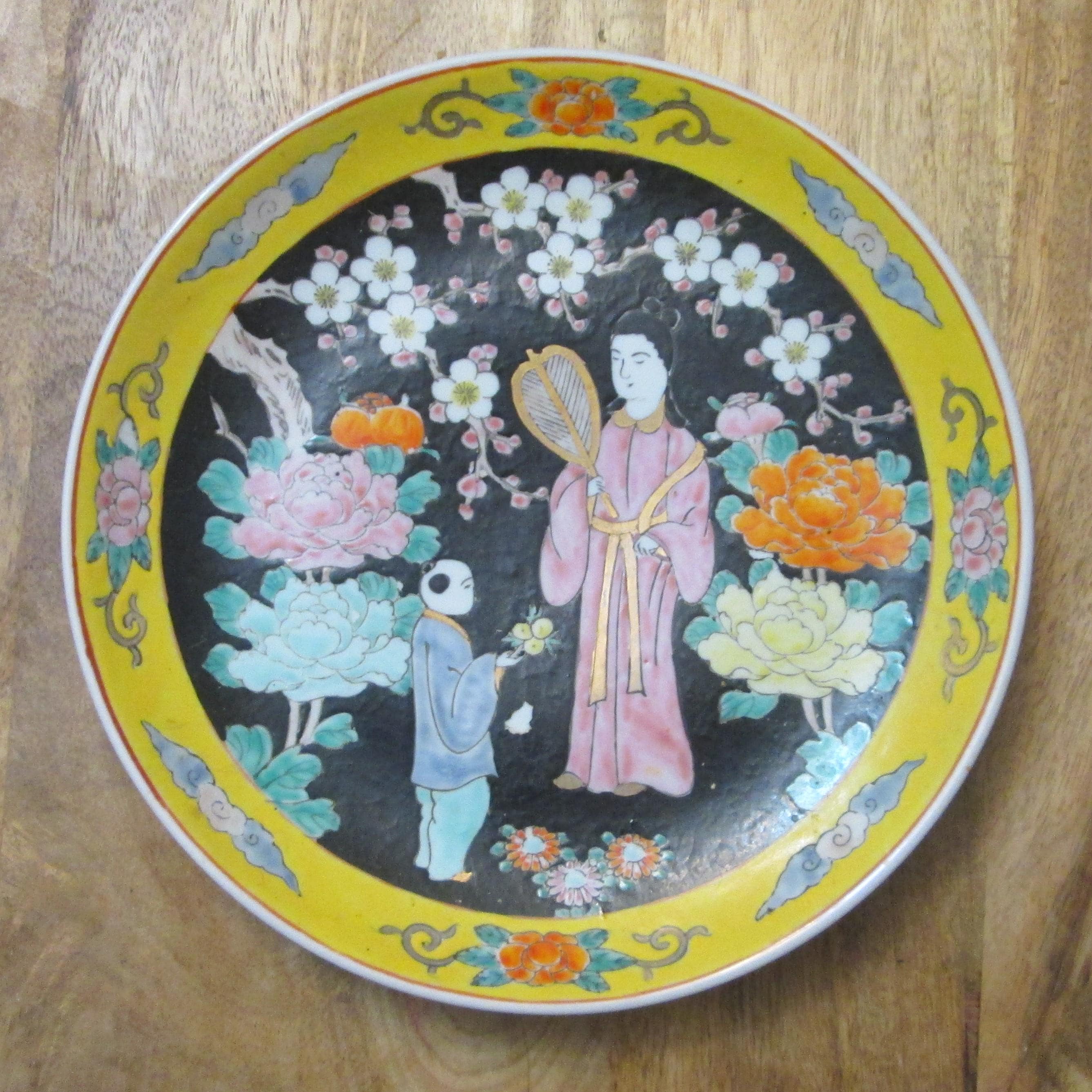 Antique Chinese Export Meiji Taisho Yamatoku Enamel Plate